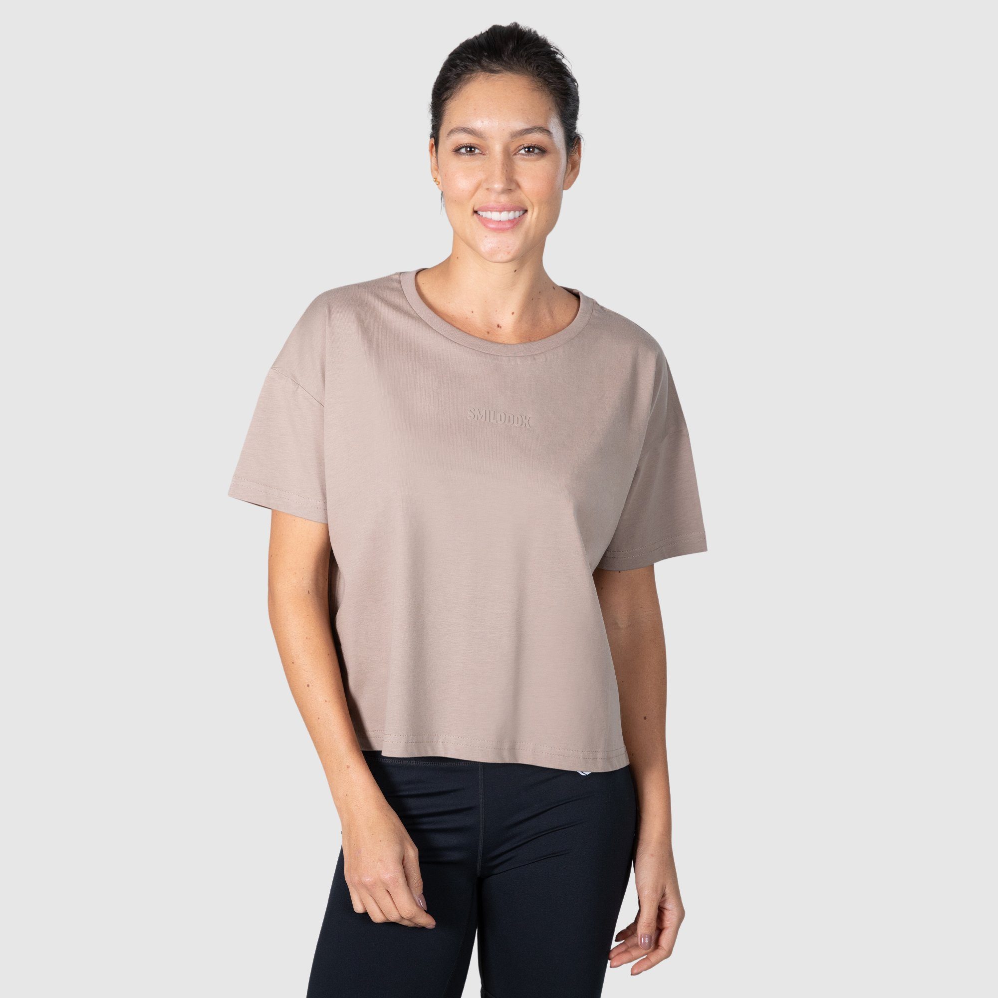 Smilodox T-Shirt Giana Oversize, 100% Baumwolle Hellbraun
