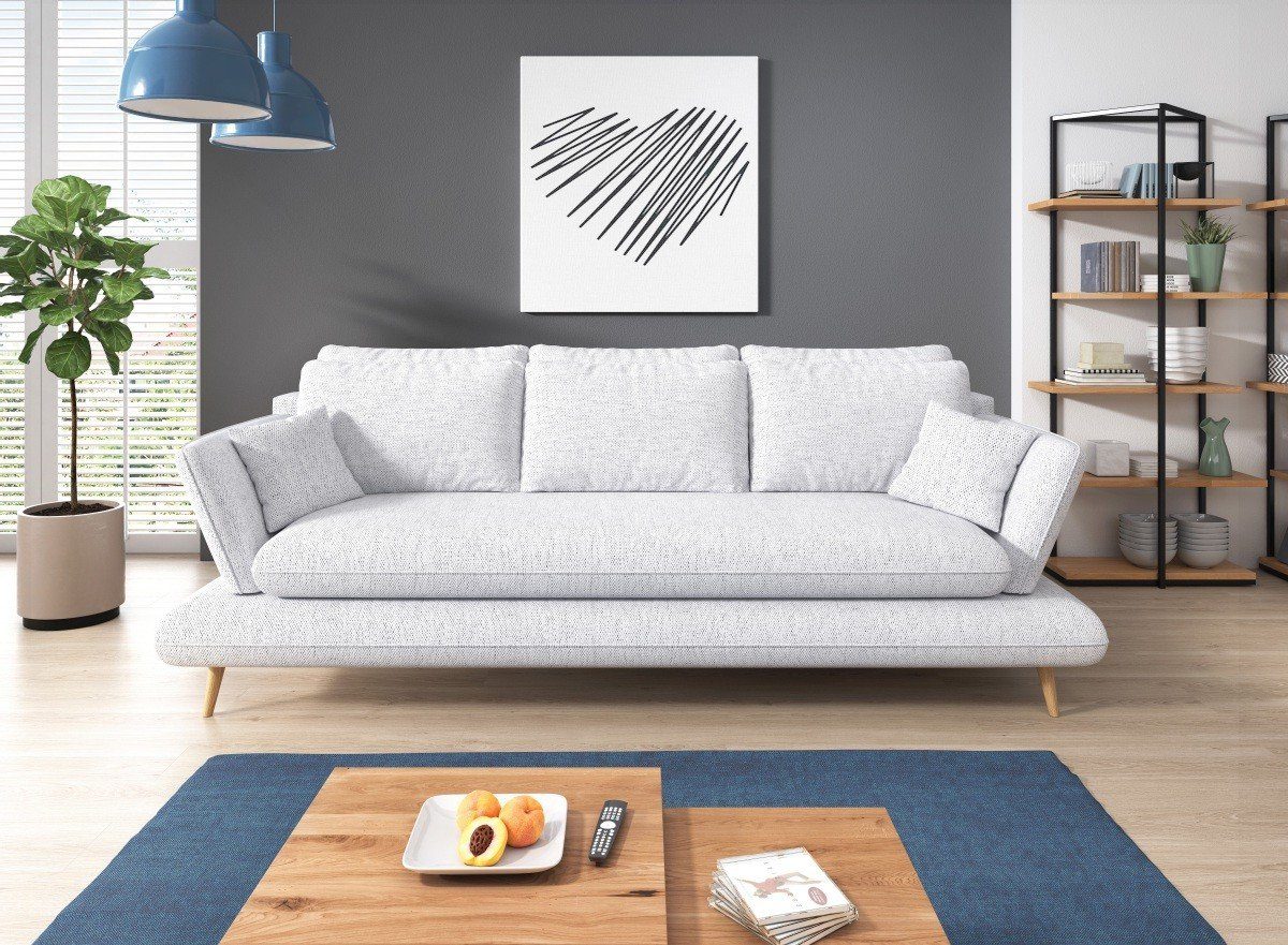 Sofa Dreams Schlafsofa »Mio, Strukturstoff, hellgrau«, Rückenlehne  umklappbar zur Bettfunktion