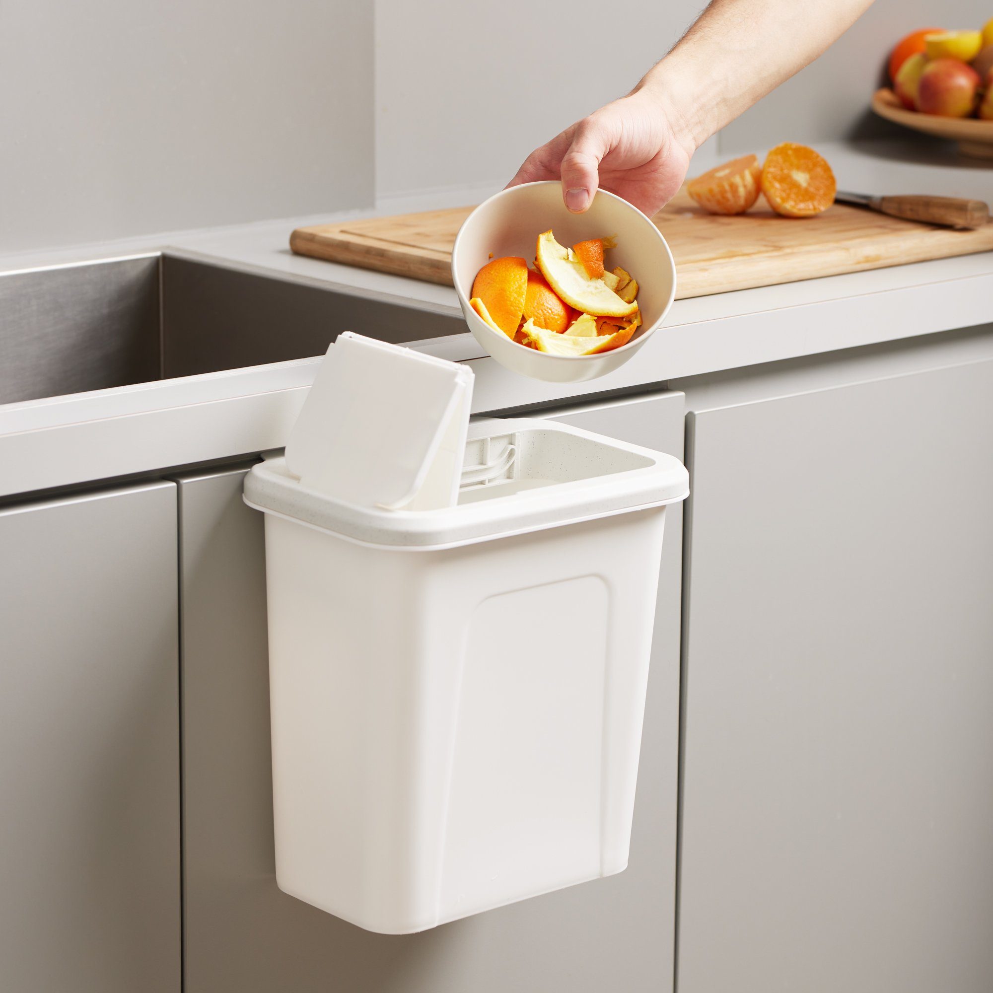 Navaris Mülleimer Auffangschale für Küchenabfälle Einhängen Mülleimer - 9L zum