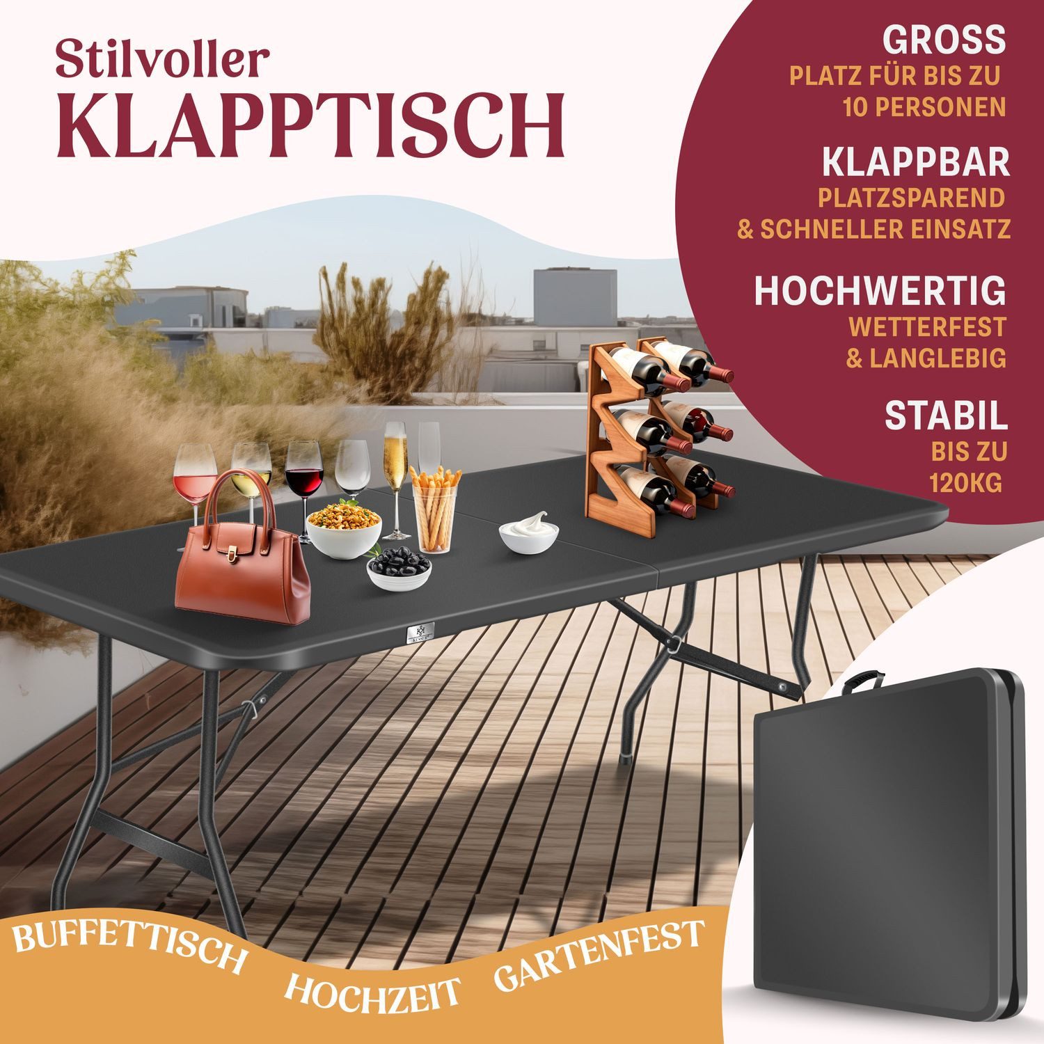 KESSER Tabletttisch, Buffettisch Tisch klappbar Kunststoff günstig online kaufen