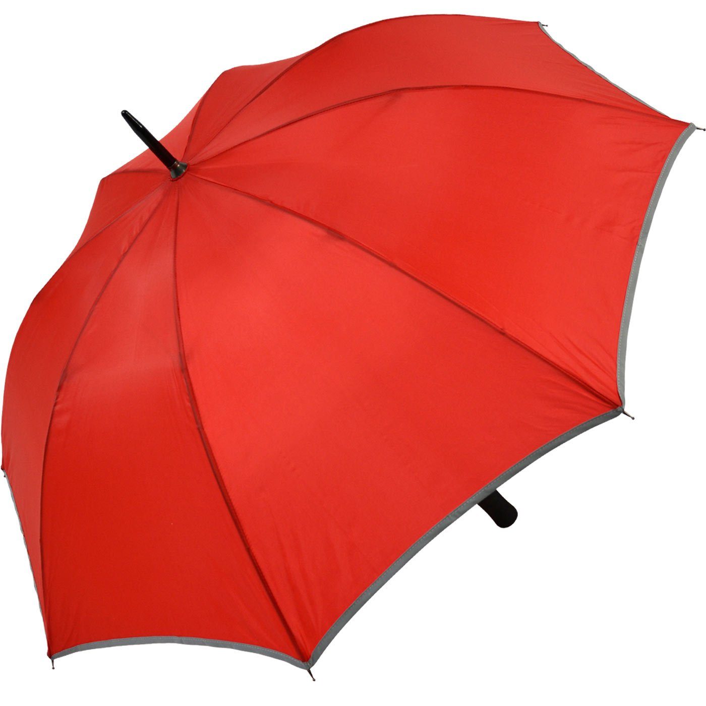 Stockregenschirm Falcone® reflektierende Impliva Fiberglas Sicherheitsschirm reflex Borte, Reflex leichter rot