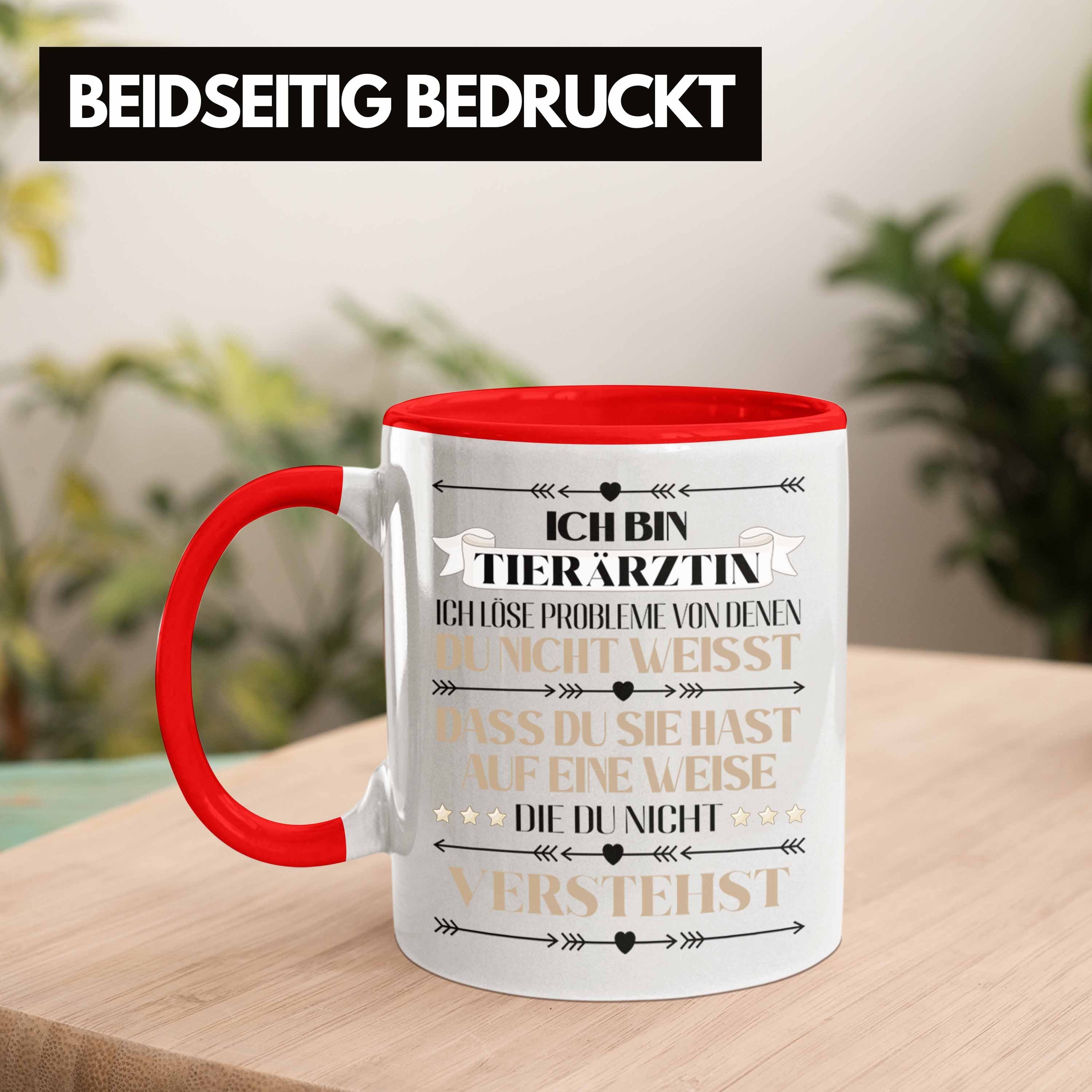 Kaffeebecher Geschenk Geschenkidee Spruch Trendation - Trendation Tierärztin Lustiger Rot Tasse