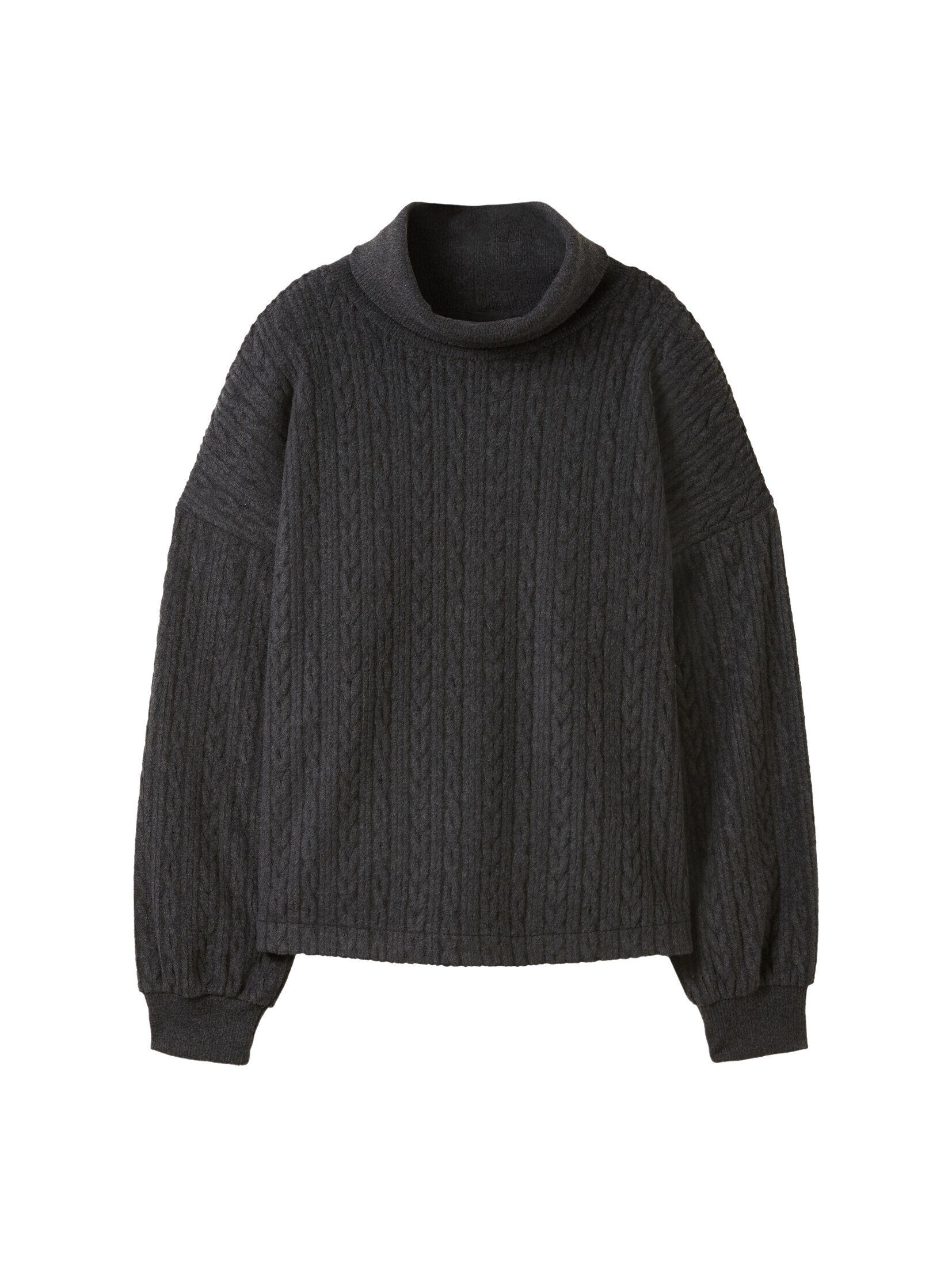 Grey Loose Sweatshirt Shale TOM Melange TAILOR Denim Rollkragenpullover Fit
