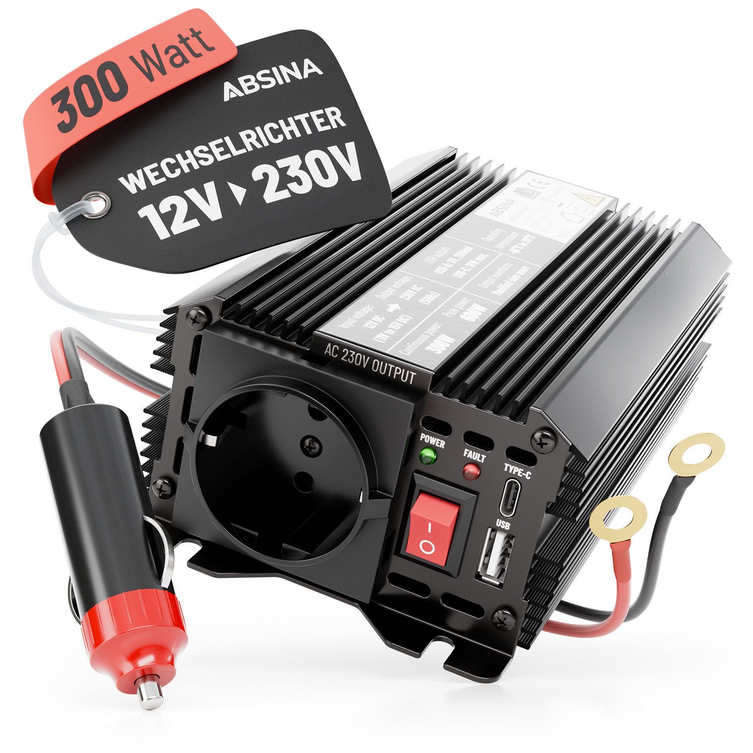 ABSINA Wechselrichter 12V auf 230V Spannungswandler - Modifizierter Sinus Wechselrichter, (1 St)