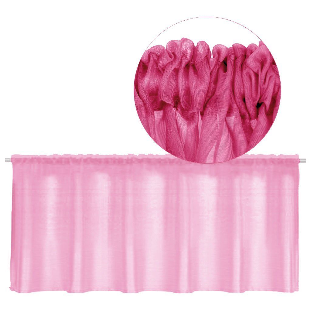 Vorhang, Bestgoodies, Stangendurchzug (1 St), transparent, Voile, Bistrogardine mit Stangendurchzug, Transparente Küchengardine, in vielen Farben und Größen Pink