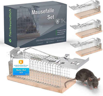 Fallax® Lebendfalle 3er Tierfreundlich Mäusefallen Set aus Holz, lebend - Mausefalle, Tierfreundlich / Lebend