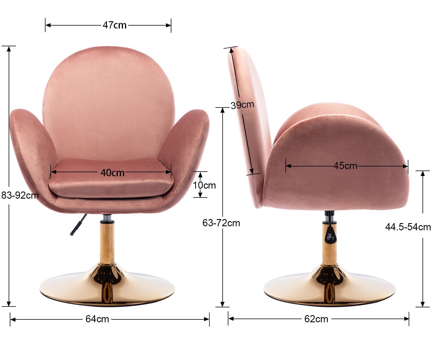 WAHSON OFFICE CHAIRS Loungesessel Sessel Samt Drehstuhl höhenverstellbar günstig online kaufen