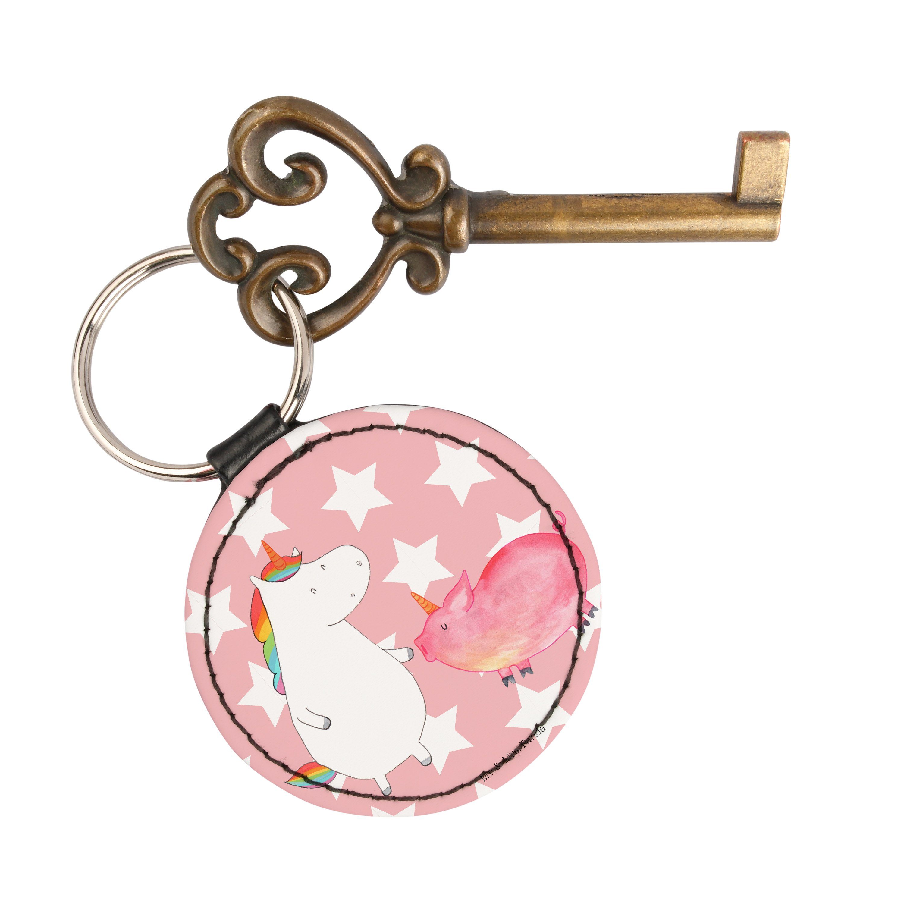 Pastell Rot Einhorn Geschenk, - + Schlüsselanhänger Pegasus, Schweinhorn Schweinchen, (1-tlg) Panda Mrs. Mr. & -