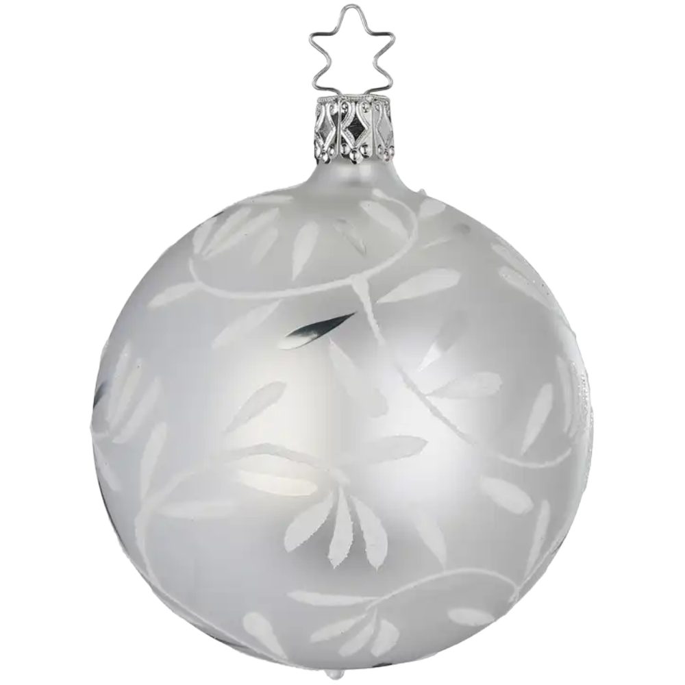 INGE-GLAS® Weihnachtsbaumkugel Christbaumkugel Freudentanz Ø 8cm Weiß matt Inge-Glas (1 St), mundgeblasen, handbemalt