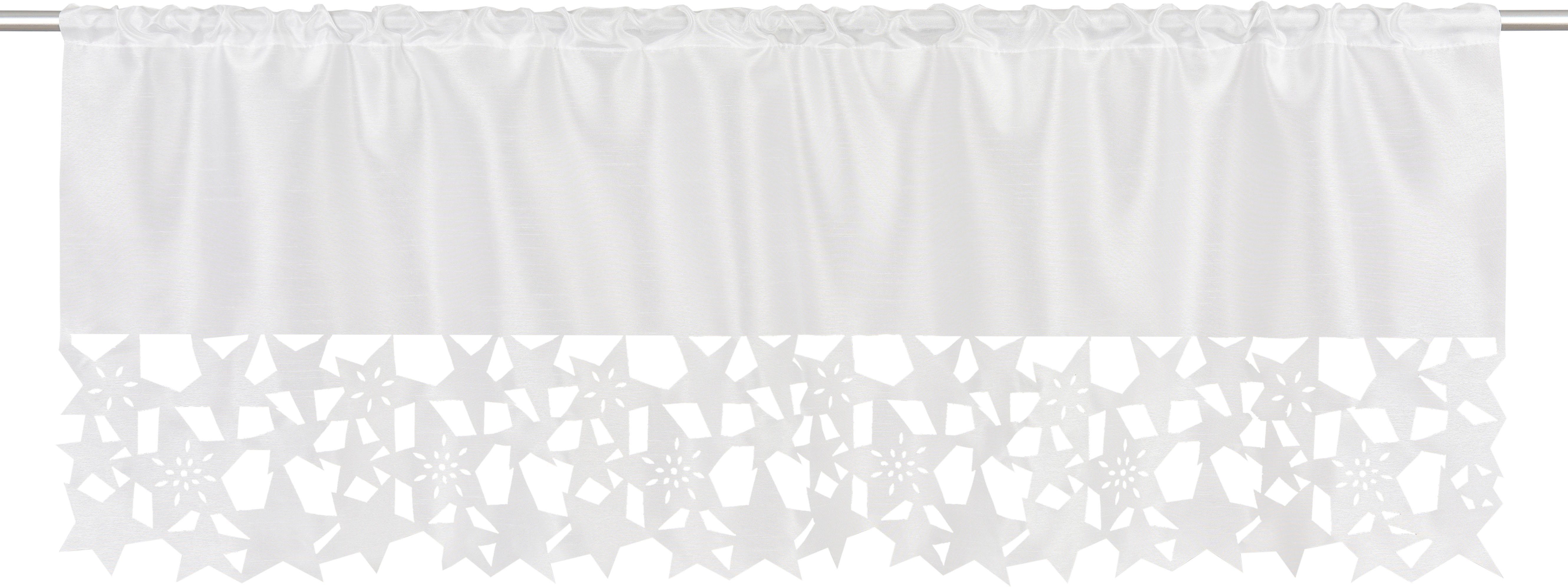 Gardine Stella, Stangendurchzug (1 my home, St), mit Seiden-Optik, Polyester, geschnittener termisch Sternenbordüre halbtransparent