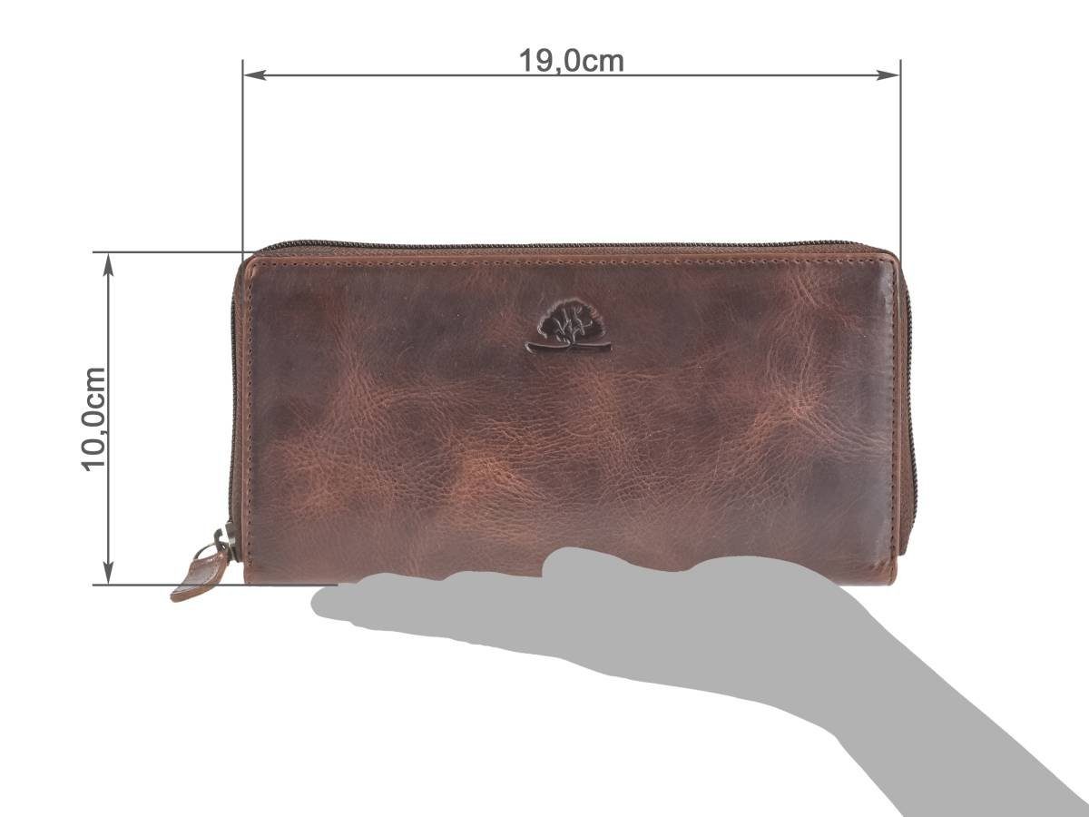 Greenburry Geldbörse "Rugged" Damenbörse Portemonnaie Leder 19x10cm teak br günstig online kaufen