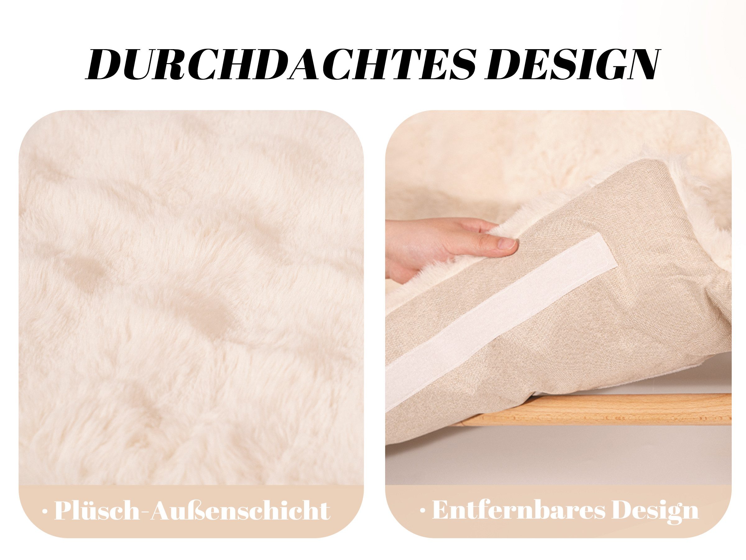 CheerPals Tierbett Erhöhtes Design aus stabilem Buchenholz für optimalen Liegekomfort, Polyesterfaser – Bild 5 von 5