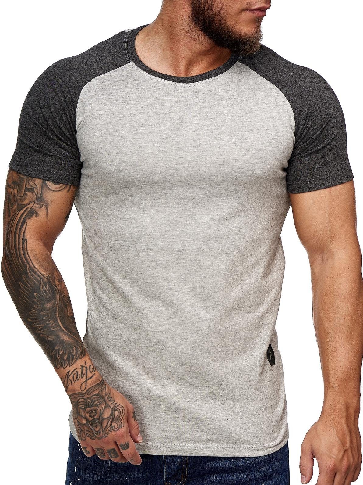 OneRedox T-Shirt 2031ST (Shirt Polo Kurzarmshirt Tee, 1-tlg) Fitness Freizeit Casual Grau Antrazit