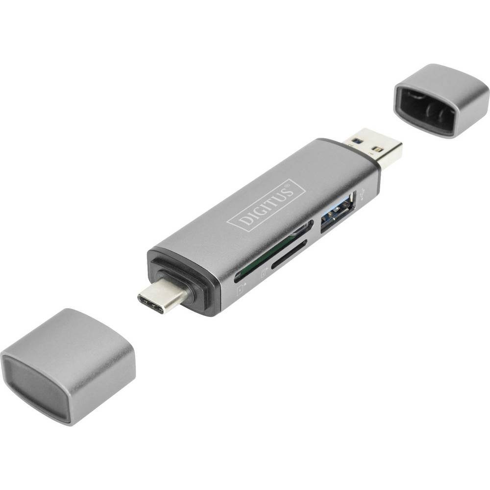 Digitus Speicherkartenleser Combo Card Reader Hub (USB-C®+USB-A), 1x SD, 1x MicroSD, 1x DA-70886