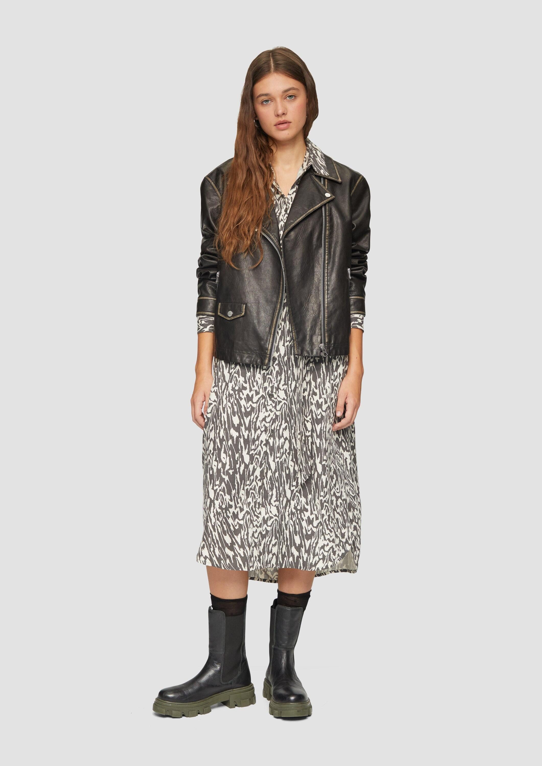 QS Midikleid Kleid Langes Kleid mit All-Over-Print