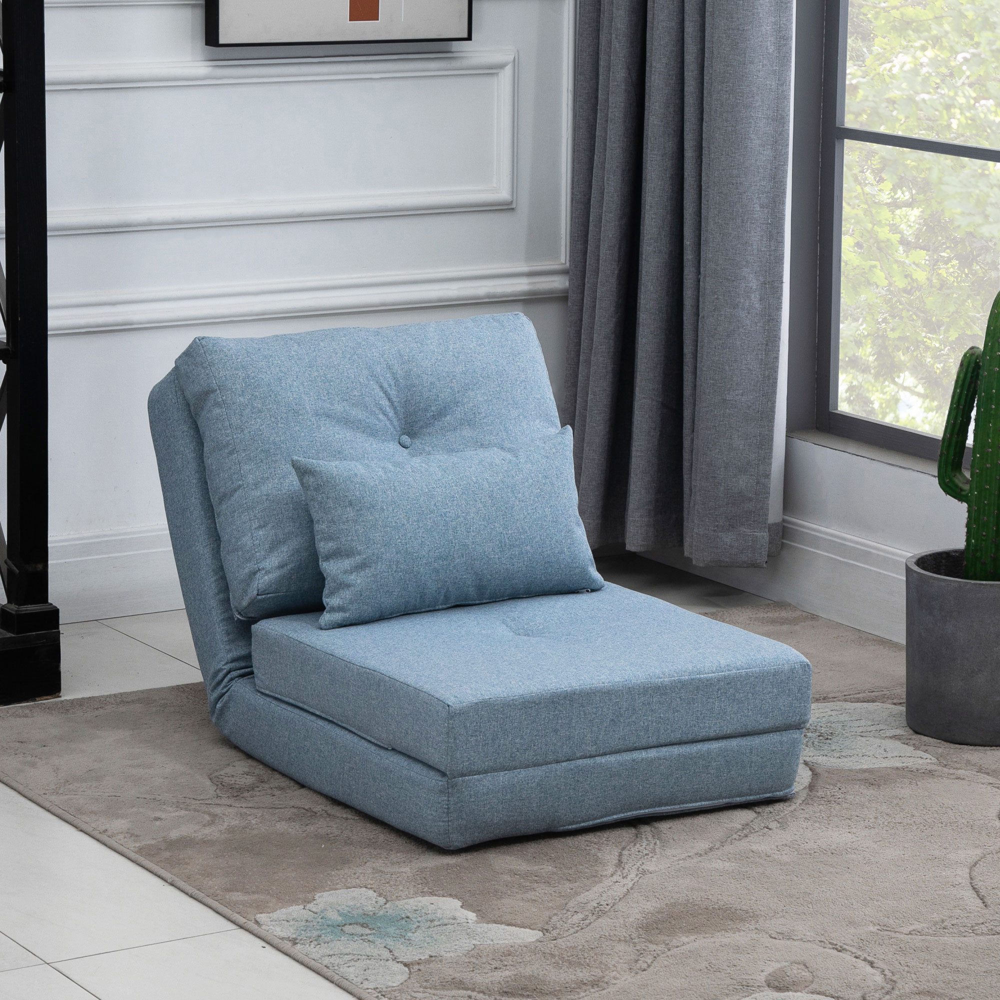 HOMCOM Schlafsofa mit verstellbarer Rückenlehne, Zierkissen, Bodensofa 1 Te günstig online kaufen