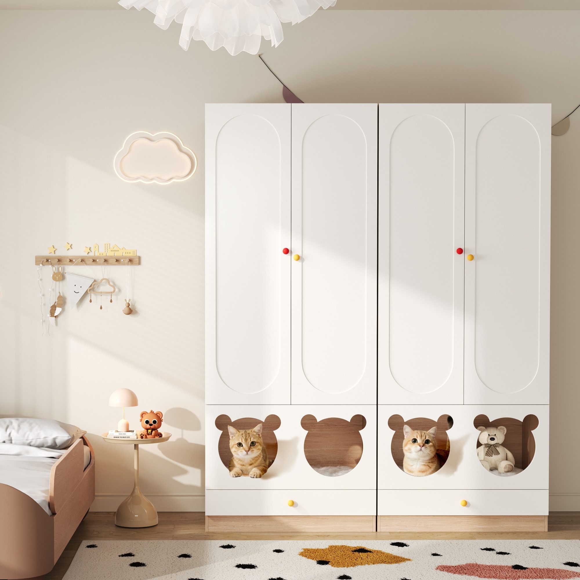 Flieks Kleiderschrank (2-St) Kleiderschrank*2 mit Kleiderstange und Haustierbett 80x50x200cm