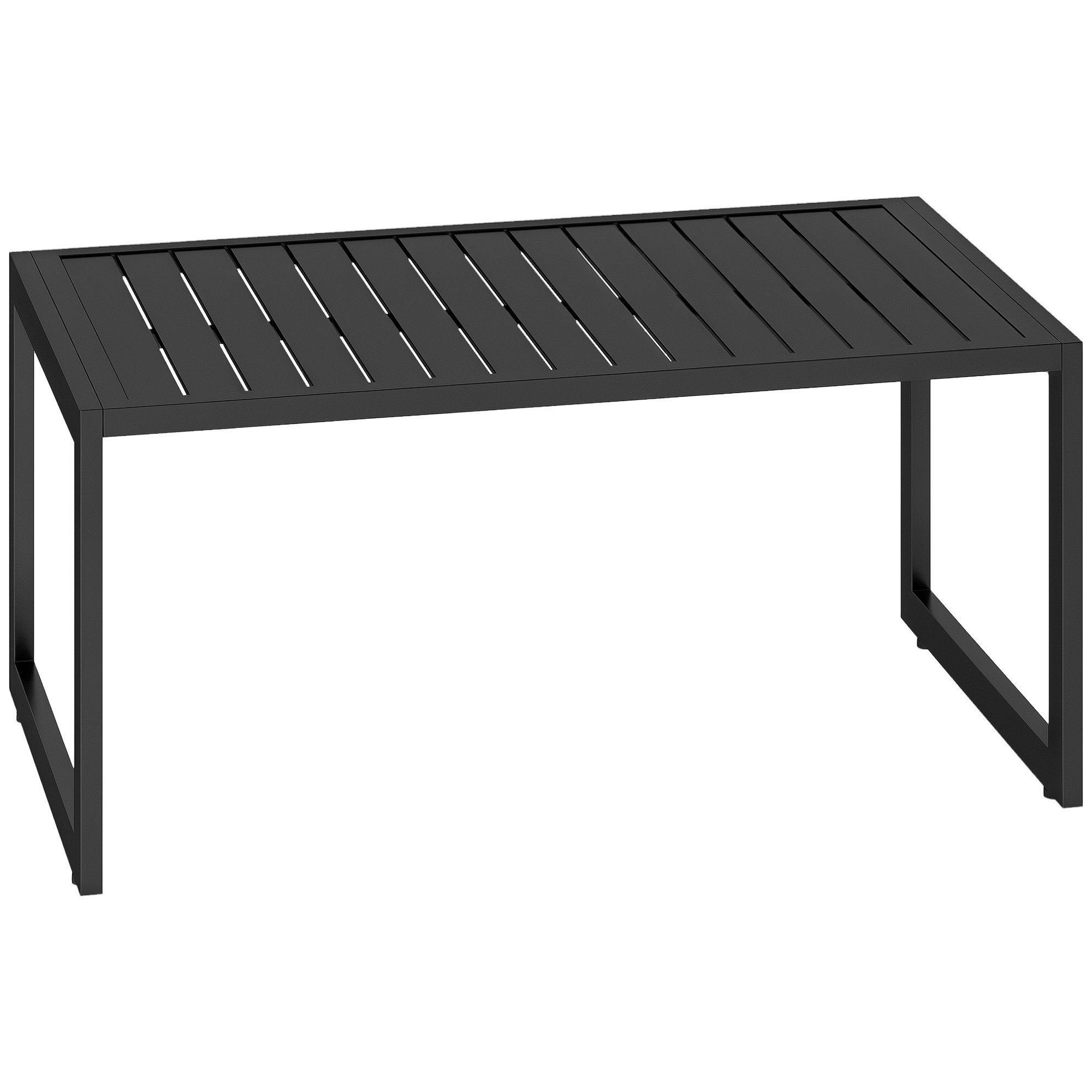 Outsunny Beistelltisch mit Lamellendesign, wetterfest (Beistelltisch, 1-St., Balkontisch aus Aluminium), für Balkon, Garten, Terrasse, 90 x 50 x 42 cm Schwarz