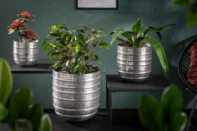riess-ambiente Übertopf »ORIENT silber« (3er Set, 3 St), Vase · für Pflanzen · Metall · Handarbeit · Dekoration