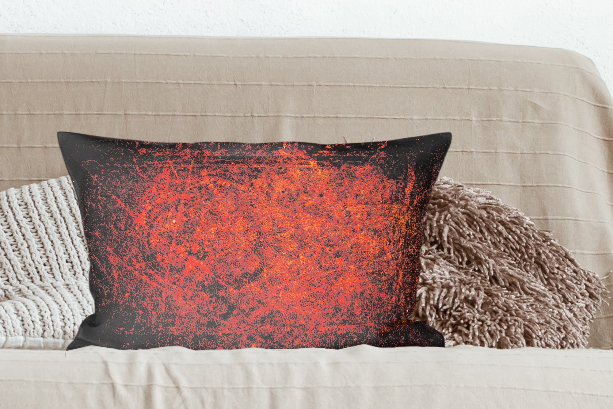 Orange, MuchoWow Dekokissen Braun Leder - mit Textur Füllung, Schlafzimmer Dekokissen Wohzimmer - Dekoration, Zierkissen, -