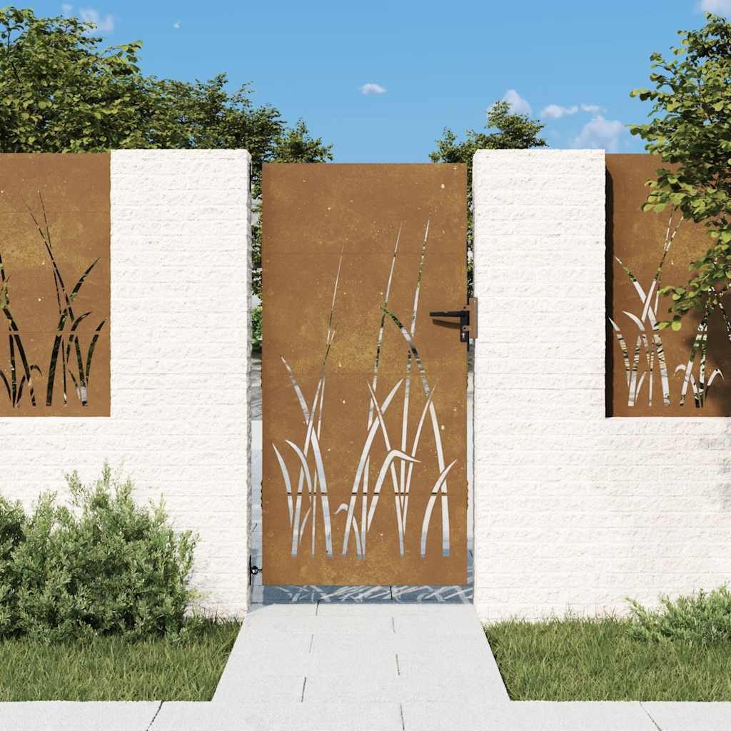 vidaXL Gartentor Gartentor 85x175 cm Cortenstahl Gras-Design – Bild 2 von 5