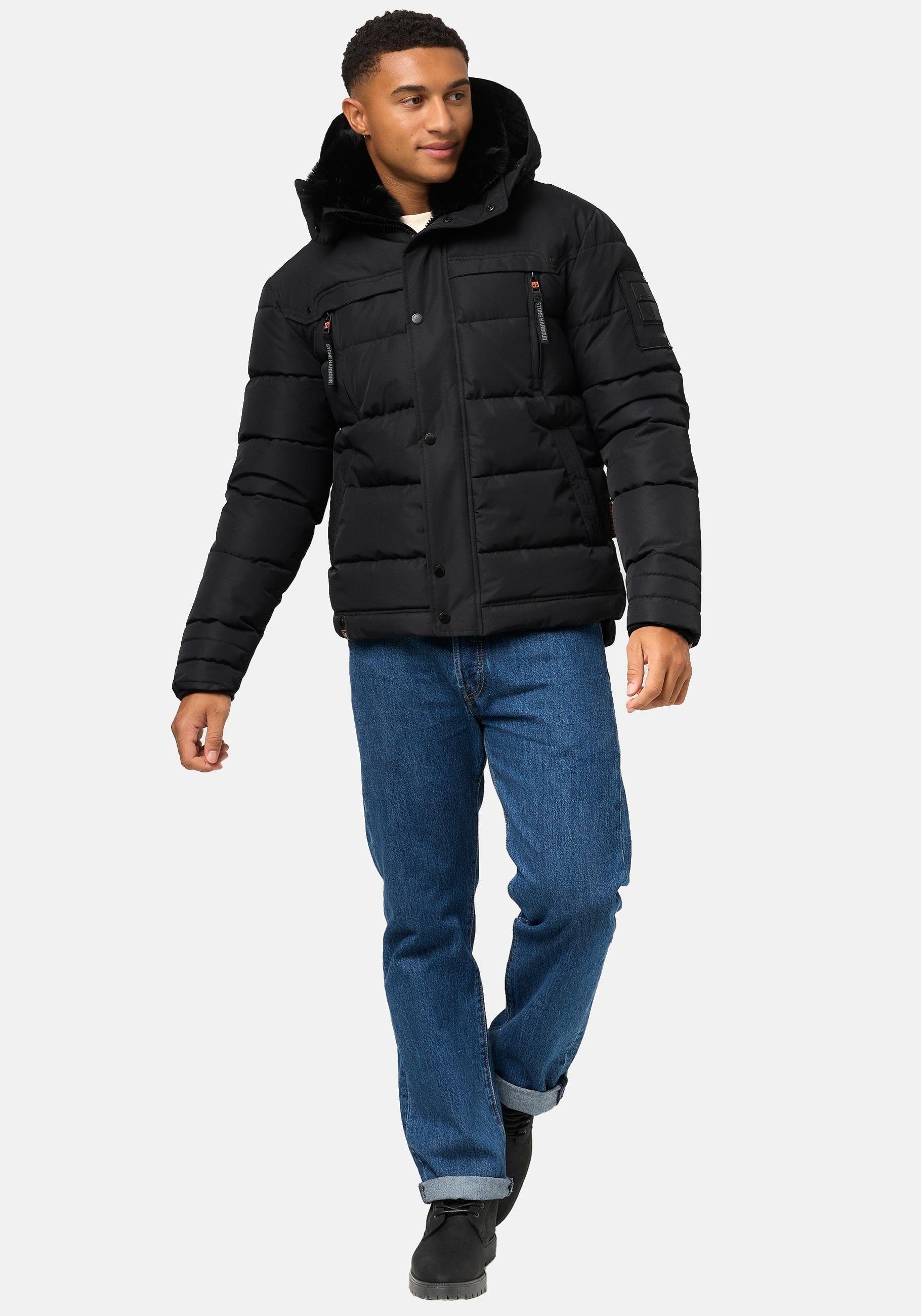 Stone Harbour Steppjacke Witas gesteppte Herren Winterjacke mit abnehmbarer Kapuze