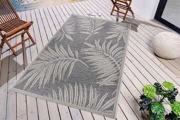 Teppich LEAF 235x155cm grau creme beige, riess-ambiente, rechteckig, Höhe: 10 mm, Wohnzimmer · Flachgewebe · florales Design · Blattmuster · Outdoor