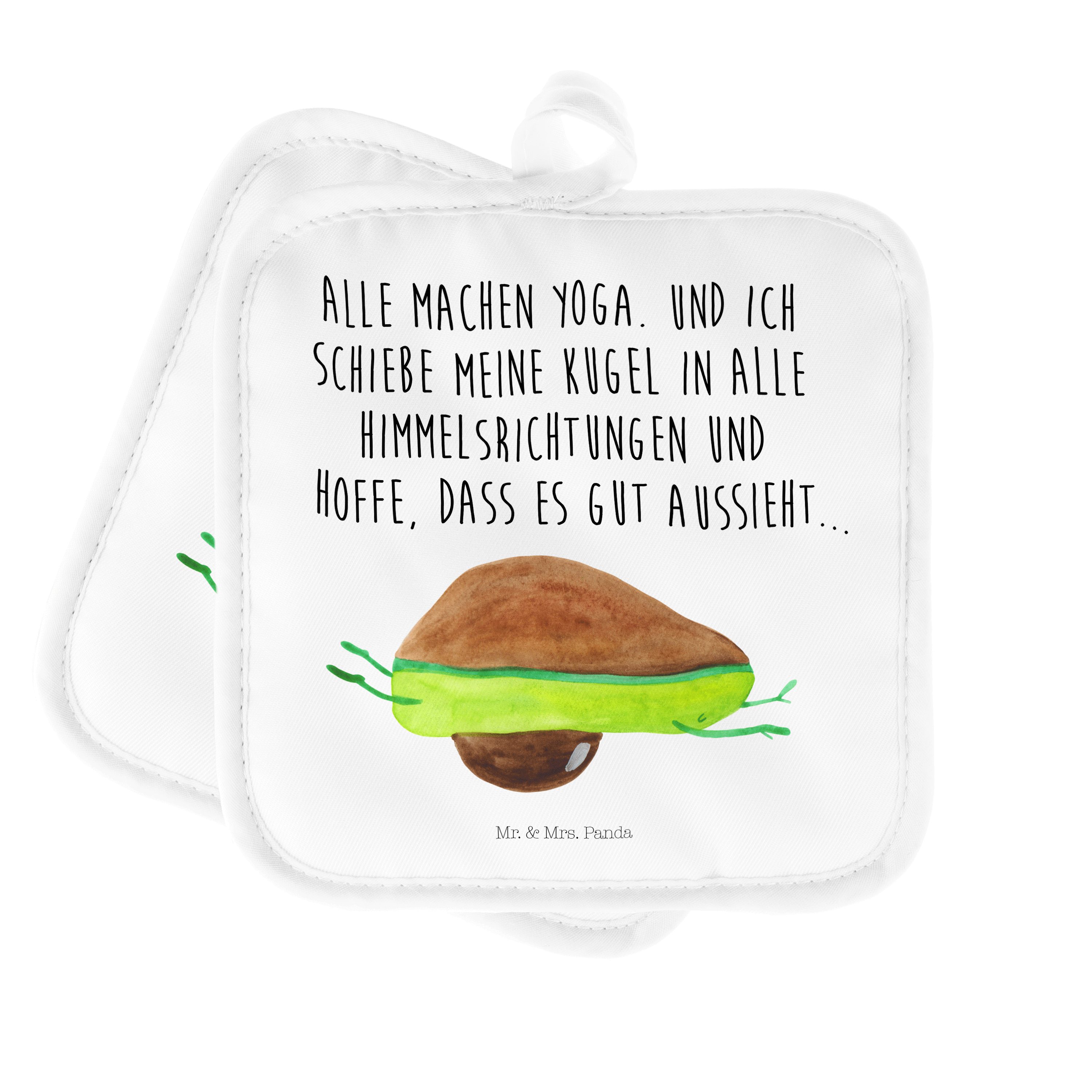 Mr. & Mrs. Panda Topflappen Avocado Yoga - Weiß - Geschenk, Topflappen, Veggie, unsportlich, Ofen, (1-tlg)