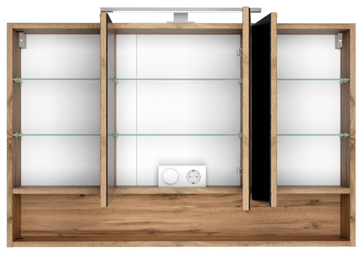 HELD MÖBEL Spiegelschrank Livorno 100 cm Wotaneiche