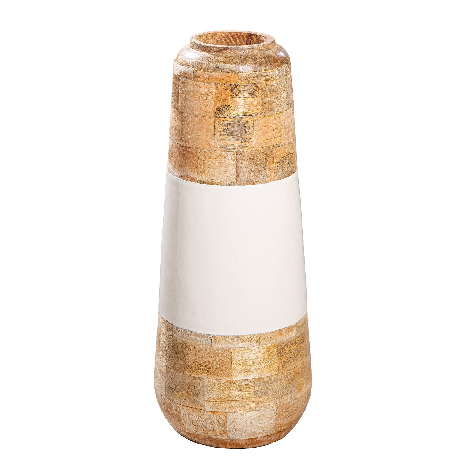 GILDE Dekovase NATURELLE Vase - natur, weiß - Mangoholz - Höhe 49cm - Bodenvase (1x Vase, Blumenbehälter - Blumengefäß), Blumenvase - Vasen - Tischdeko - Deko