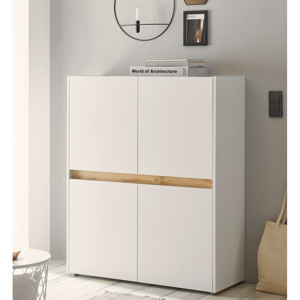 Lomadox Highboard CRISP-61, Wohnzimmer in weiß mit Absetzungen in Wotan Eic günstig online kaufen