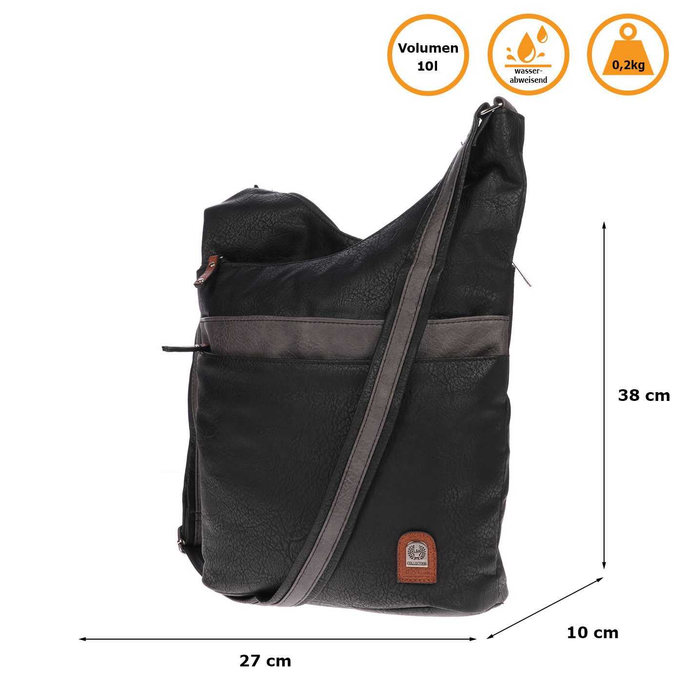 Christian Wippermann Umhängetasche Große Umhängetasche Damen Tasche Schultertasche (einzeln), Crossover Leder Optik