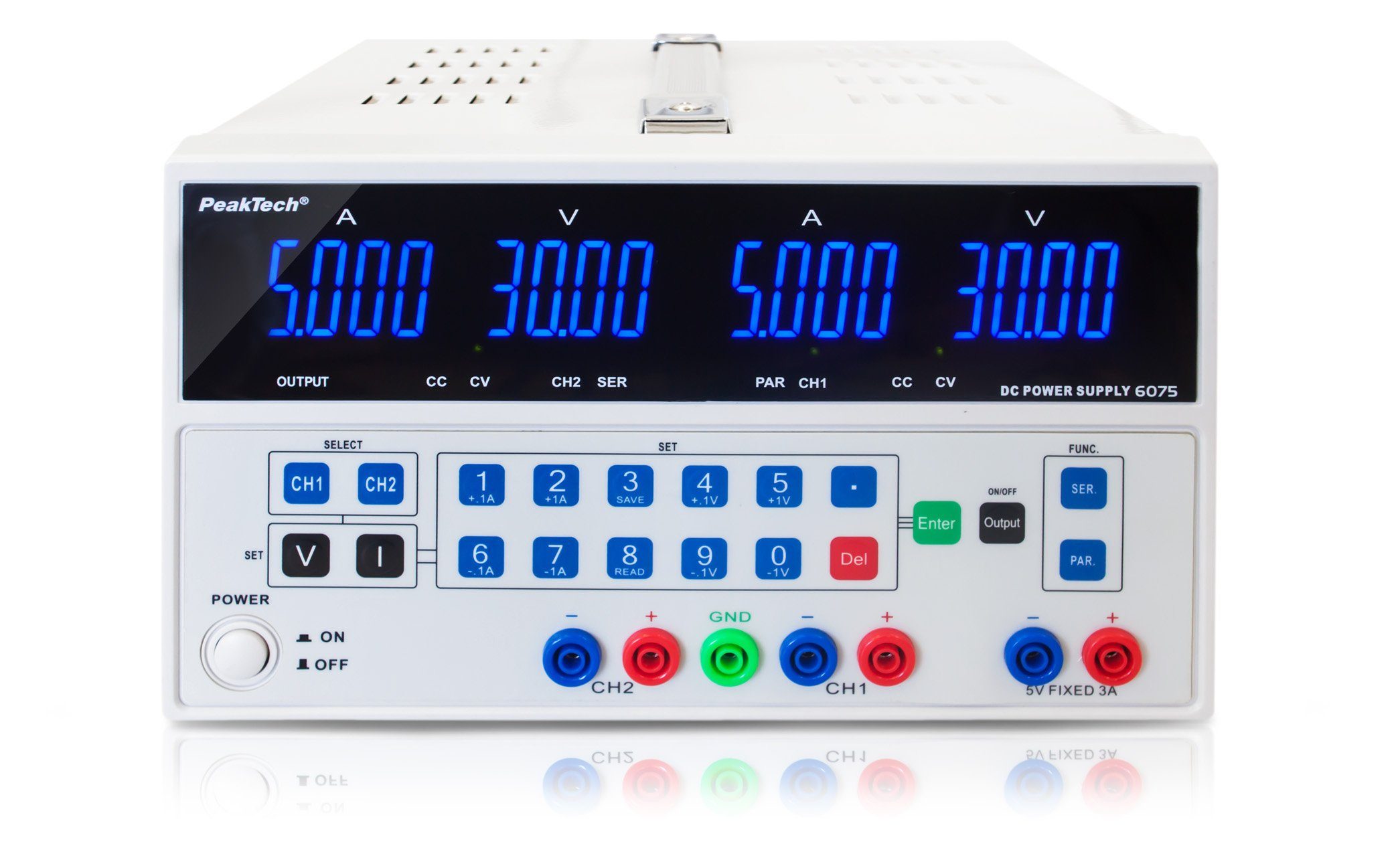 PeakTech 6075: DC Linear Doppel-Labornetzgerät ~ 0 - 30 V / 0 - 5 A ~ Labor-Netzteil