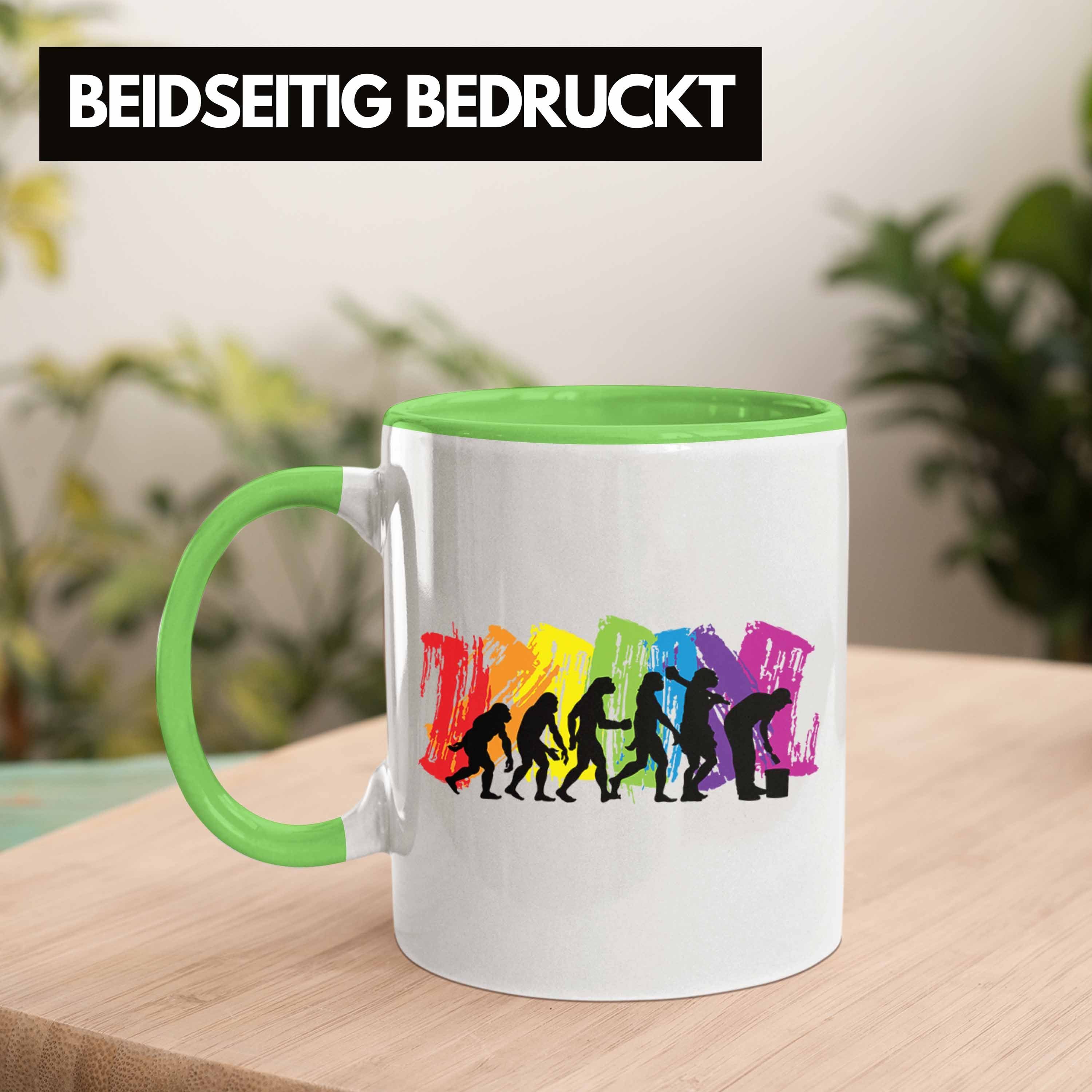 Lustig Geschenk Grün Malermeis Maler Evolution Tasse Anstreicher Tasse Job Trendation Männer