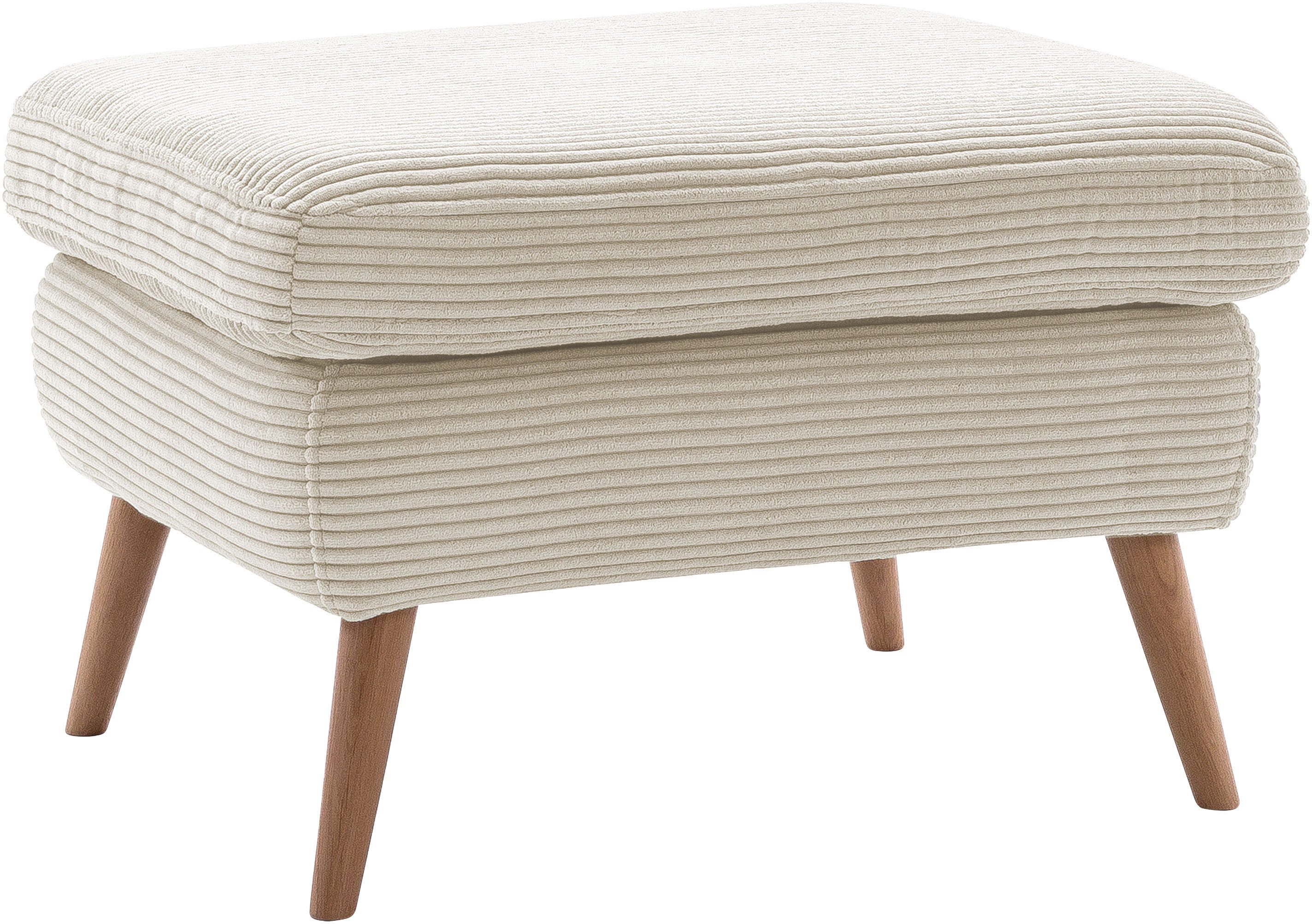 exxpo - sofa fashion Hocker Scandi bequem und elegant mit hohem Holzfuß, bequem und elegant mit hohem Holzfuß