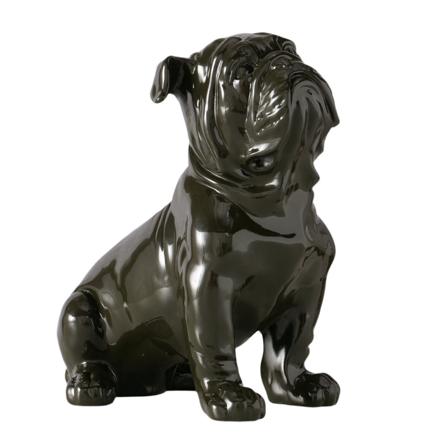 MF Tierfigur Bully Figur Schwarz Glanzoptik 32cm Handbemalt Deko Hund (1 St)