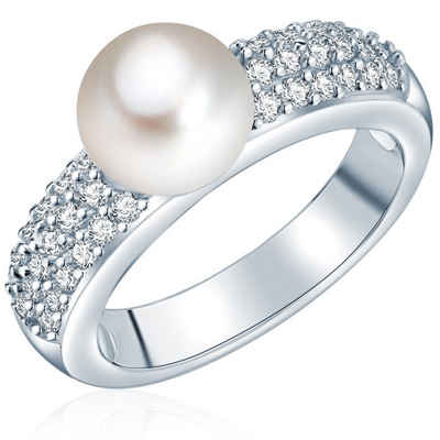 Valero Pearls Perlenring silber, mit Süßwasser-Zuchtperle