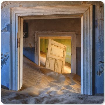 MuchoWow Gaming Mauspad Architektur - Sand - Wüste - Tür (1-St), Mousepad mit Rutschfester Unterseite, Gaming, 40x40 cm, XXL, Großes