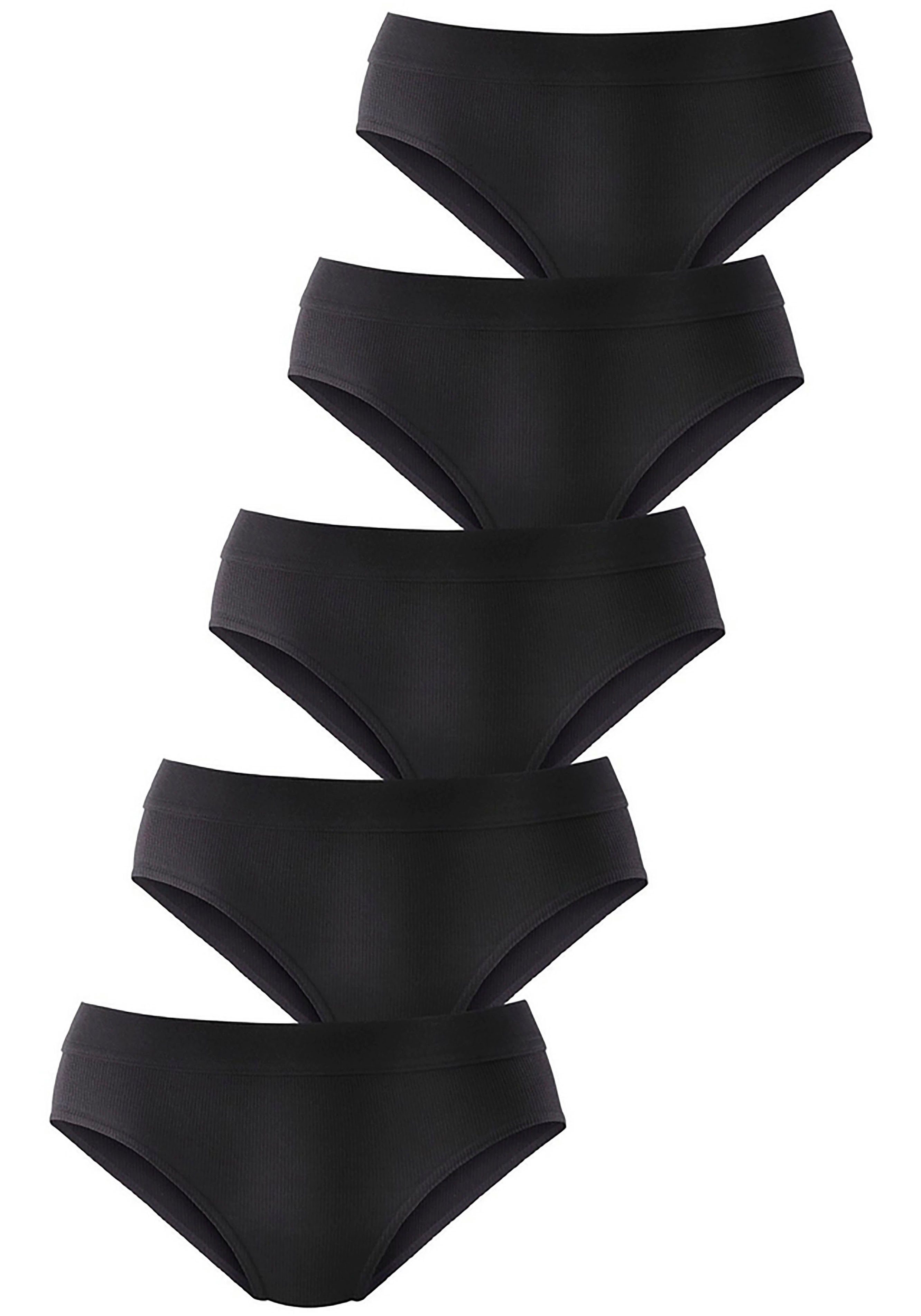 Hüftslip 5-St) fleur schwarz aus petite (Packung, Baumwoll-Qualität elastischer