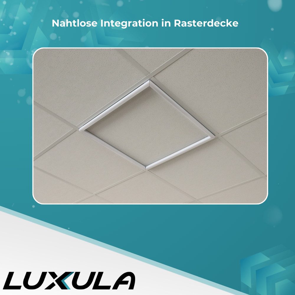 LUXULA LED Rasterleuchte LED Leuchtrahmen, 62x62 cm, 40 W, 4000 lm, 4000 K, steckbar, Neutralweiß