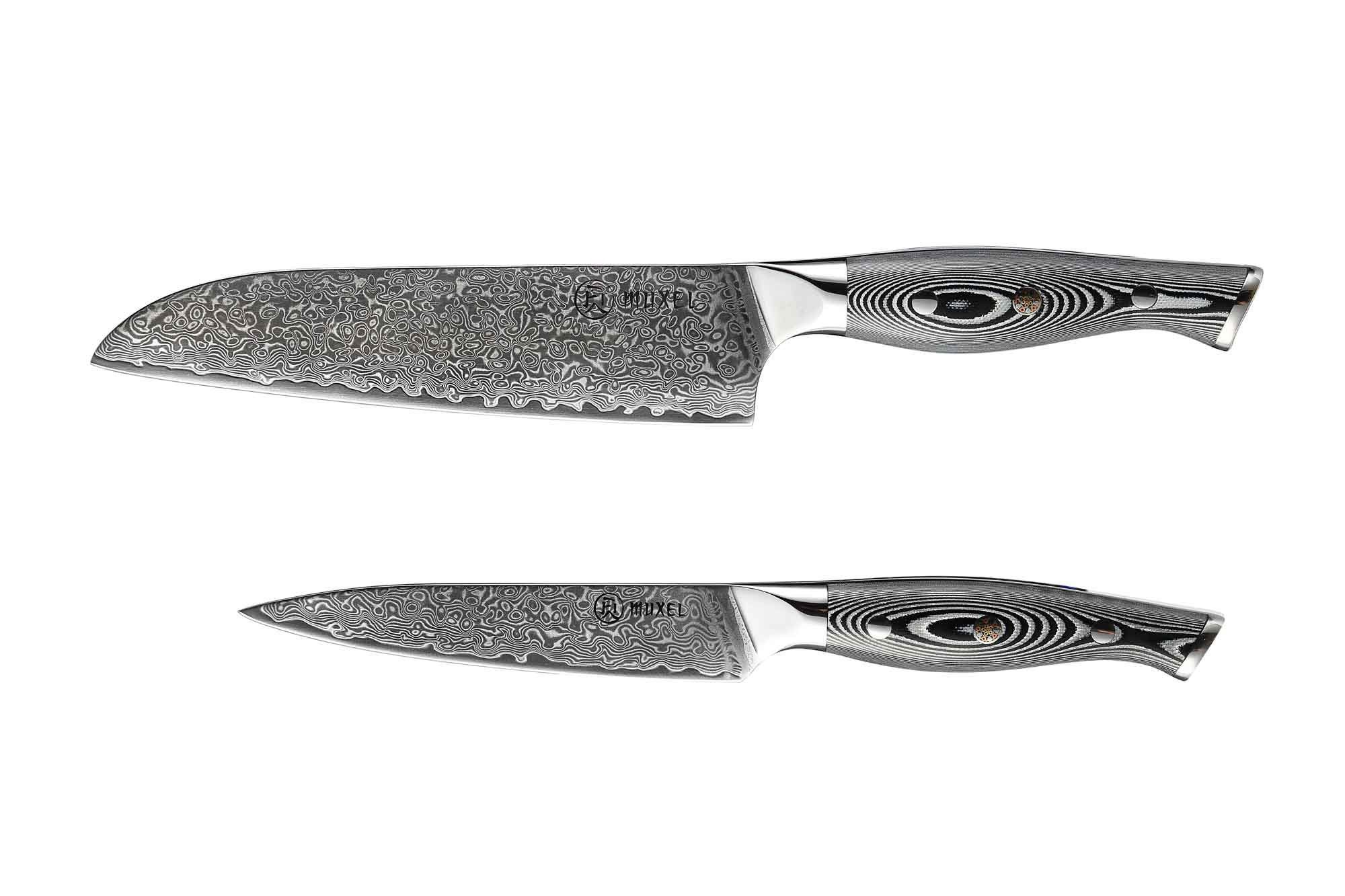 Muxel Ausbeinmesser 2-tlg Messer Set Damast V10 Edelstahl 62 Lagen