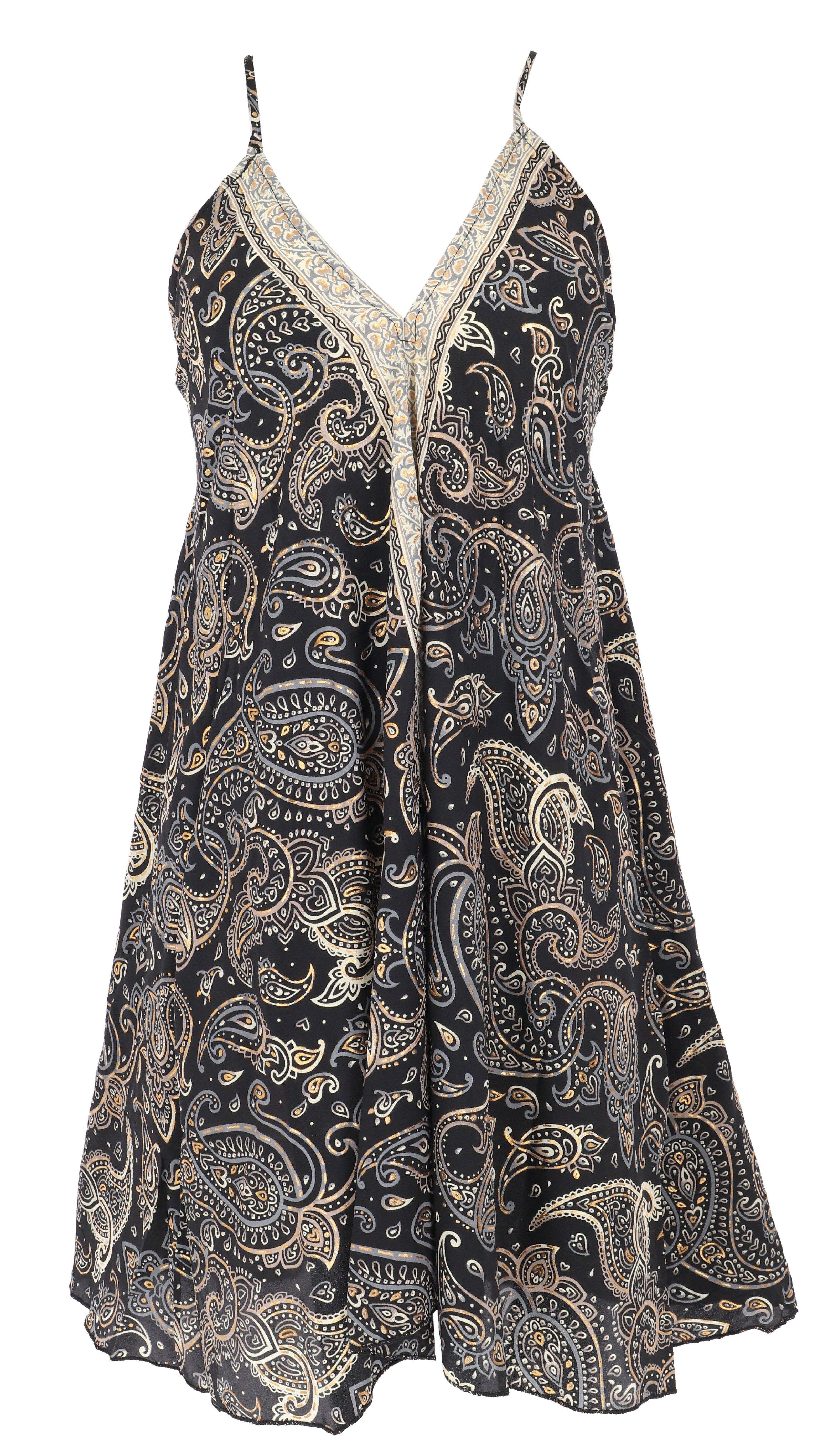 Guru-Shop Midikleid Seidiges Minikleid Boho chic, wandelbares.. alternative Bekleidung