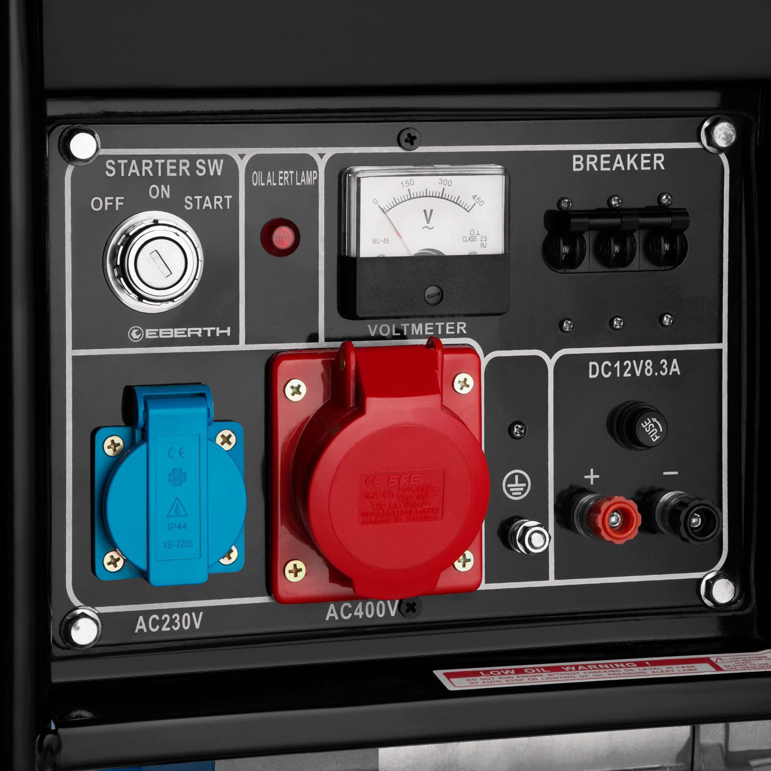 EBERTH 5000 Watt Diesel Generator, 10 HP, 5 kW, 4-stroke, electric starter, 3-phase, 1x 400V, 1x 230V, 1x 12V