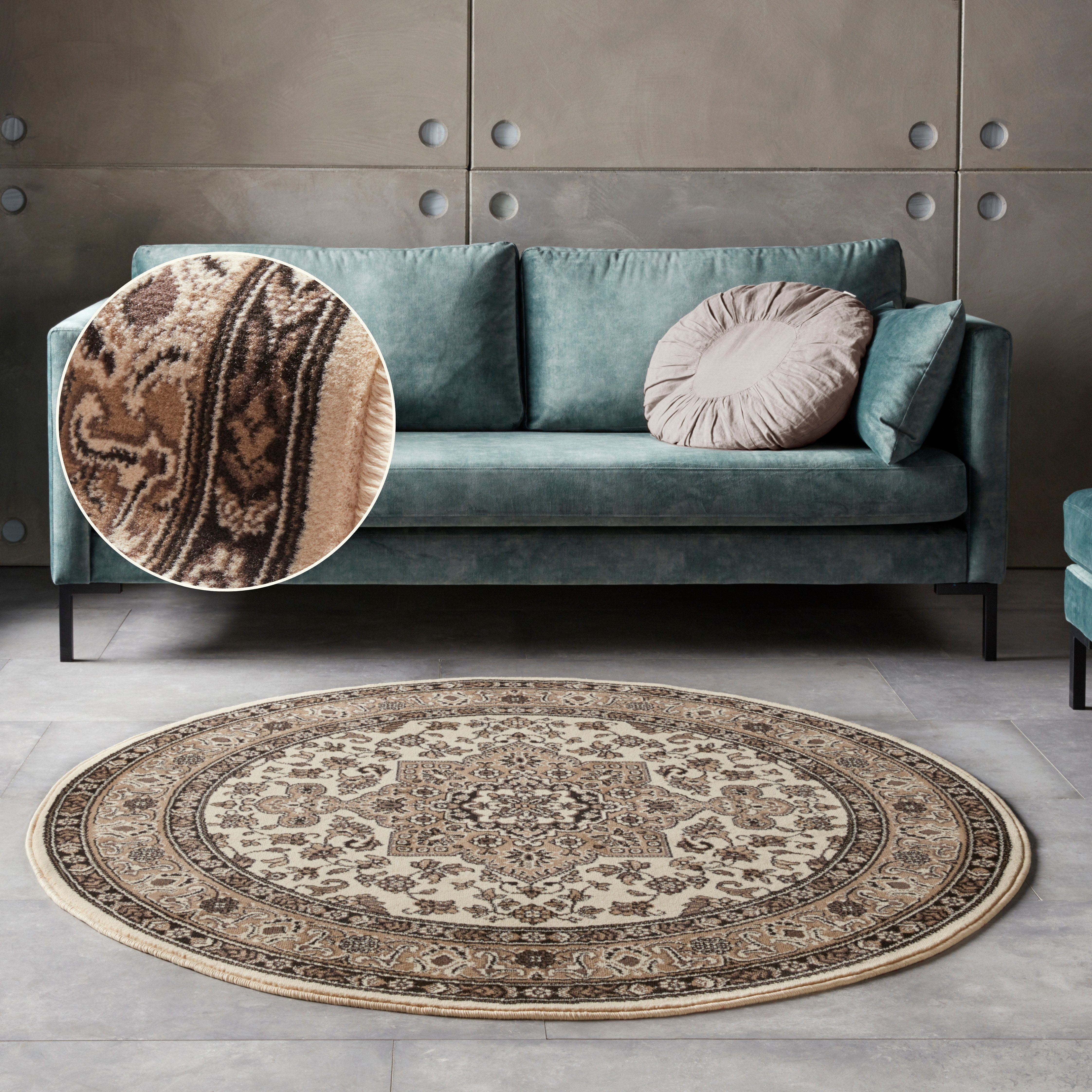 HANSE Home Teppich Parun Täbriz, rund, Höhe: 9 mm, Kurzflor, Orient, Teppich, Vintage, Esszimmer, Wohnzimmer, Flur