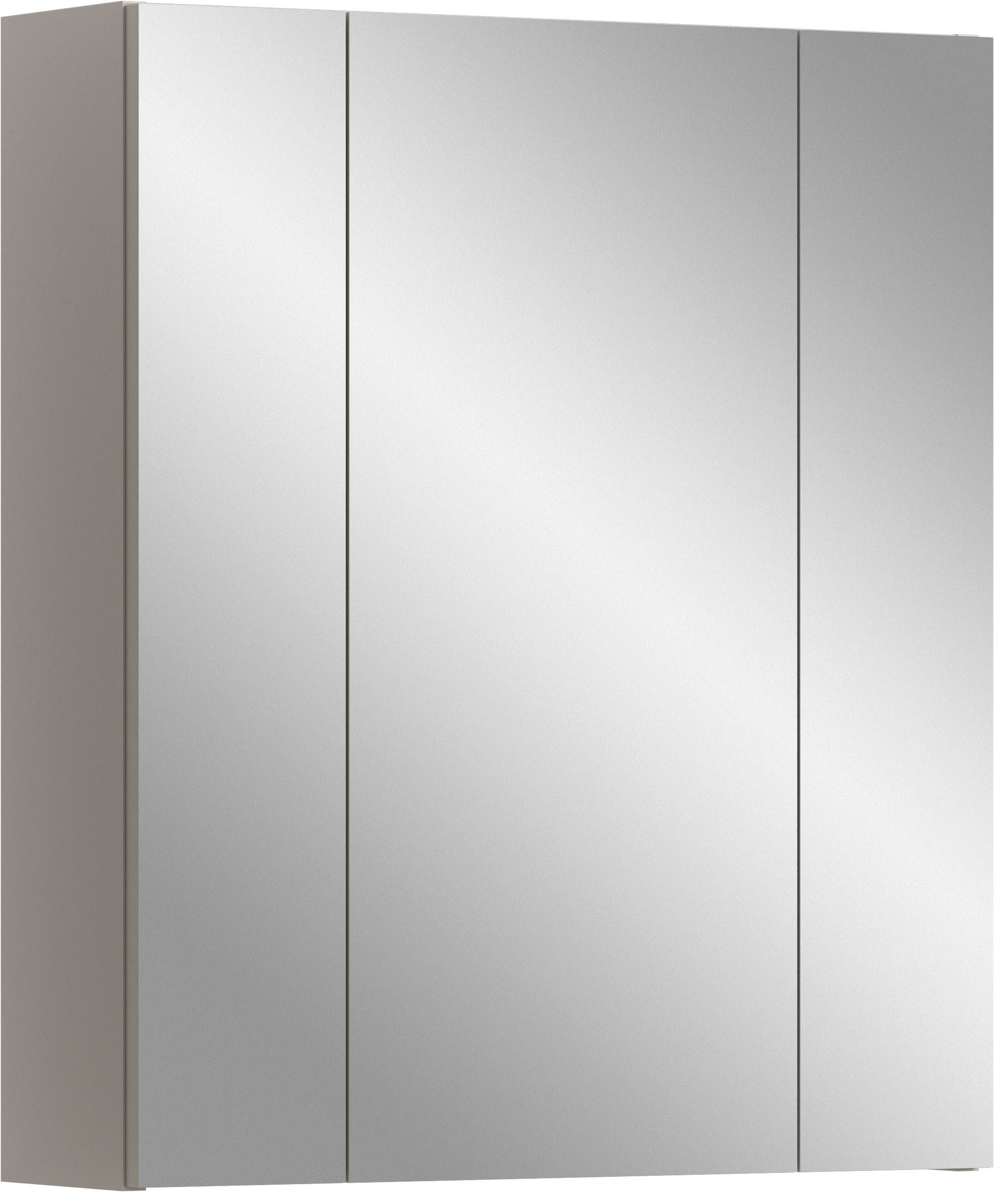 Home affaire Badezimmerspiegelschrank Malmö, Breite 60 cm, 3 Spiegeltüren, 9 Fächer, 6 Einlegeböden (1-St) in verschiedenen Farben erhältlich, Badmöbel, Spiegel, Badschrank, Bad