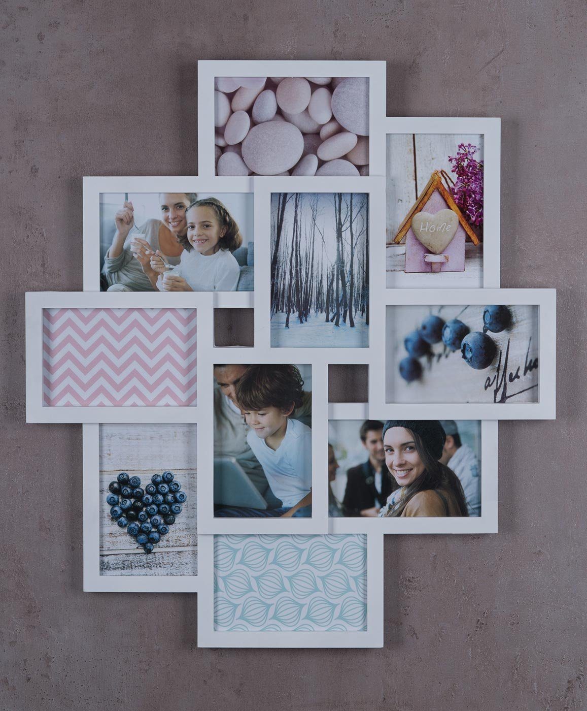 Levandeo® Bilderrahmen Collage, Bilderrahmen weiß 10 Fotos Fotogalerie Fotocollage 3D Optik