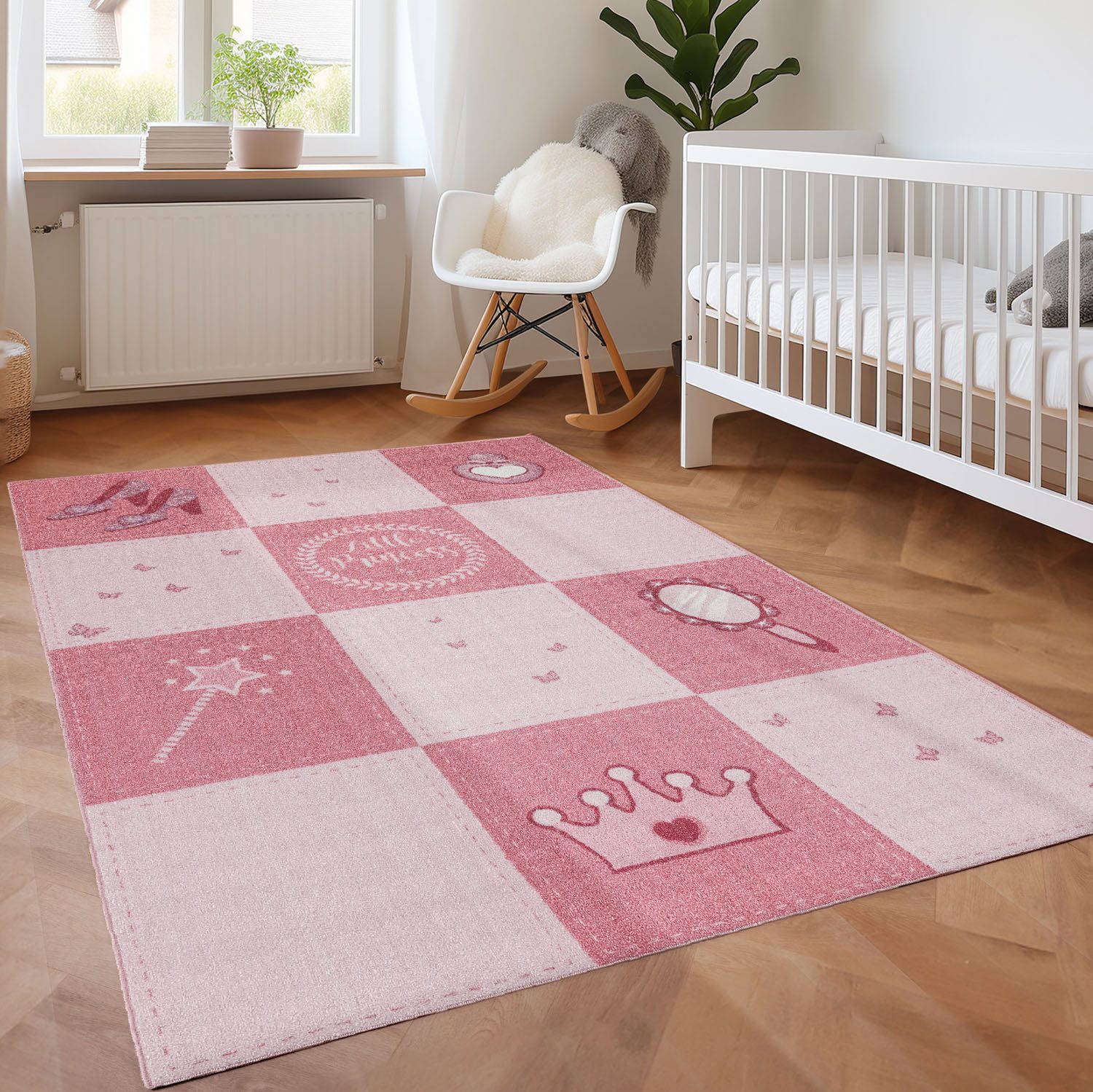 Teppich Prinzessin-Design, SIMPEX24, Rechteckig, Höhe: 7 mm, Teppich Kinderzimmer Prinzessin-Design Rutschfest Waschbar