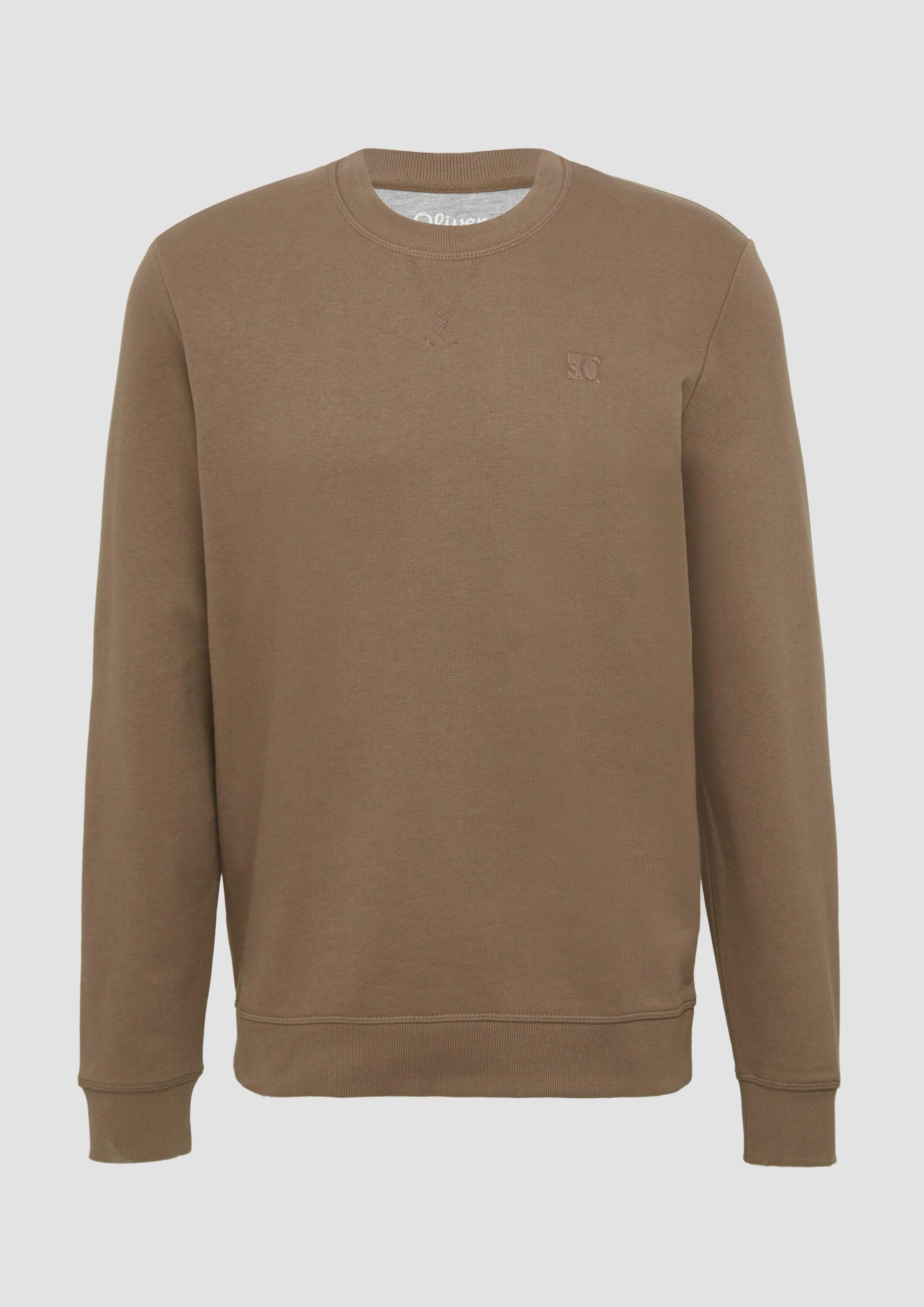 s.Oliver Sweatshirt Sweatshirt Crew Neck-Sweatshirt aus Baumwollmix mit Logo-Stickerei