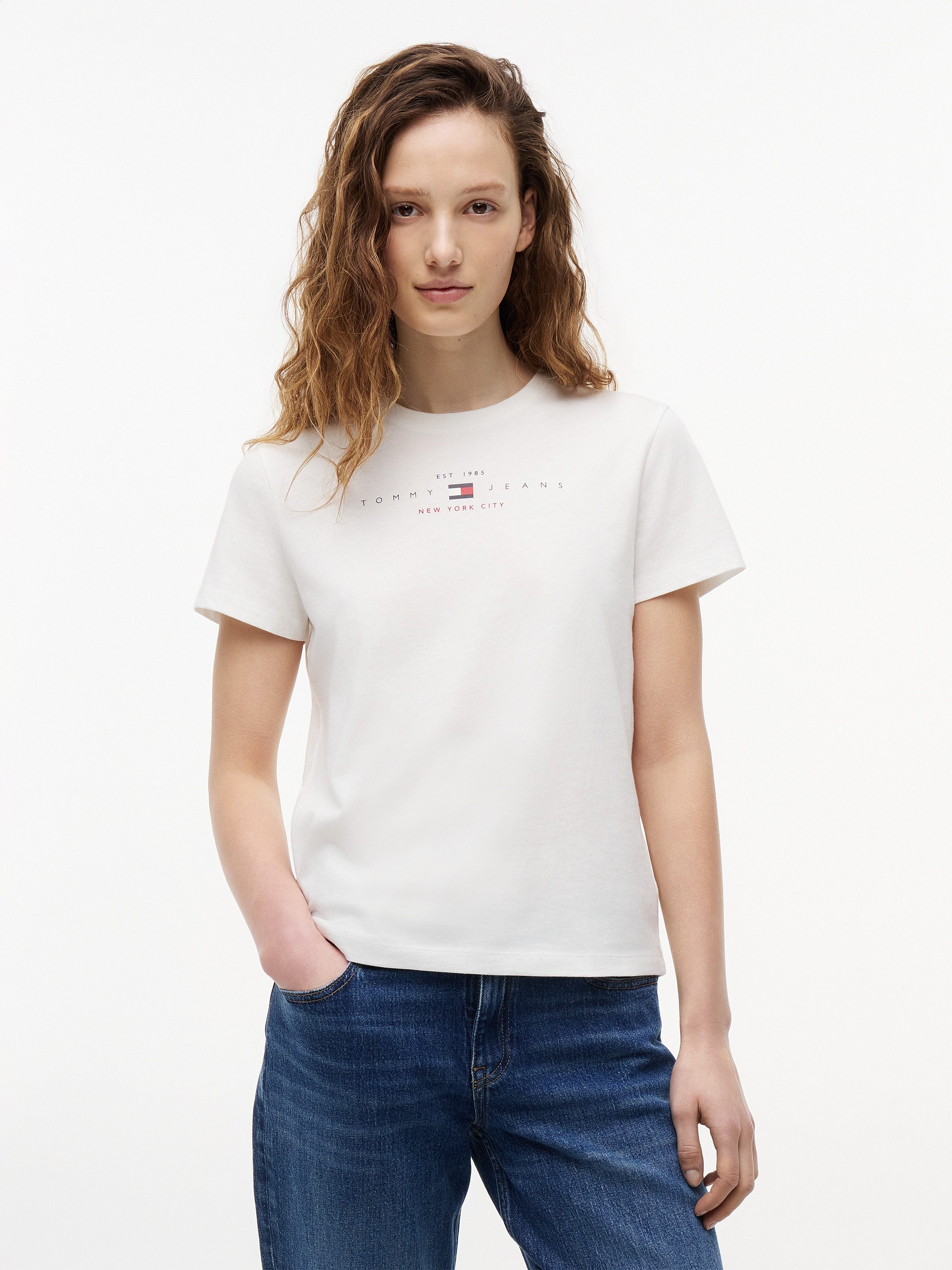 Tommy Jeans Kurzarmshirt TJW REG US LINEAR SS TEE Baumwollmischung, regular fit, Logo