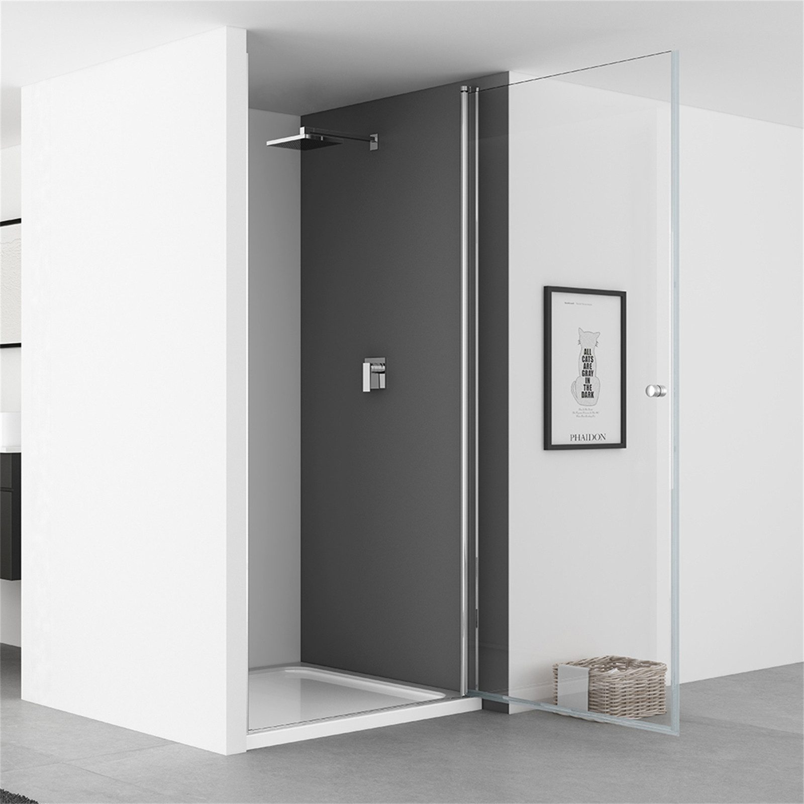 IMPTS Dusch-Drehtür Duschtür für Nischen, Pendeltür Dusche, 70x185 cm, Sicherheitsglas, (Set, 1-St., Set-Info mit hochwertigen Aluminiumprofilen in Chrome) Klarglas,mit 20mm Verstellbereich,links und rechts montierbar